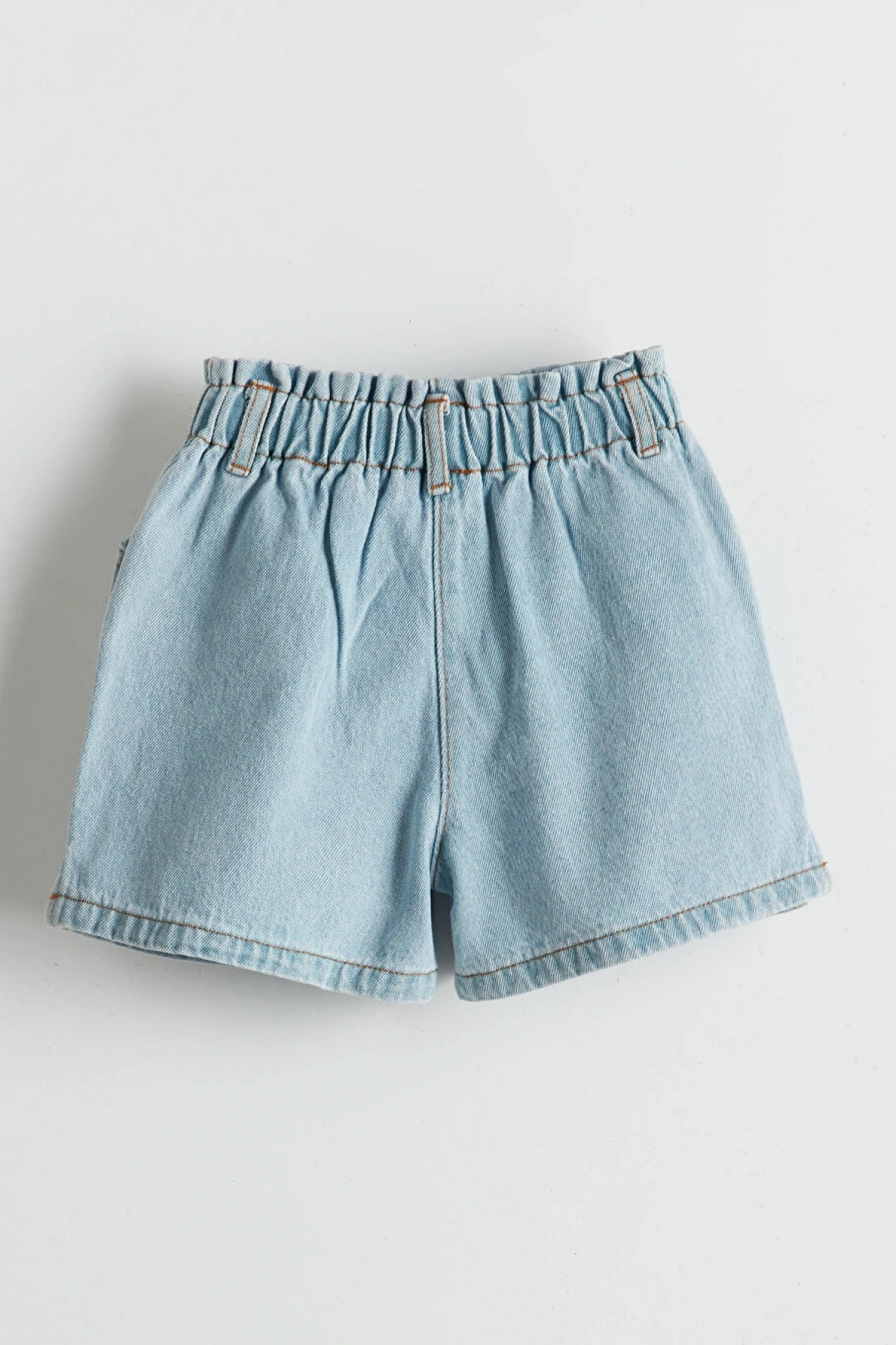 LC WAİKİKİ LCW Kids Mavi Beli Lastikli Nakışlı Kız Çocuk Jean Şort