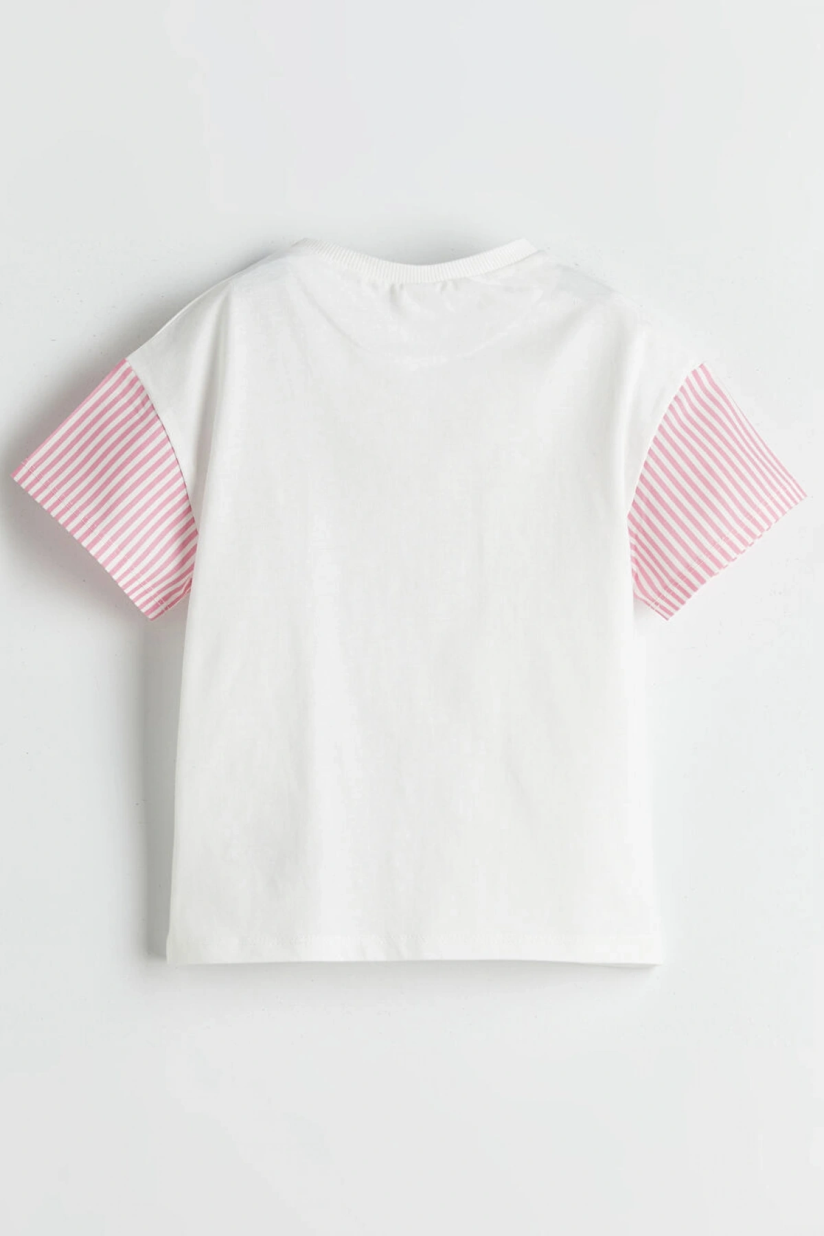 LCW Kids Ekru Bisiklet Yaka Baskılı Kız Çocuk Tişört