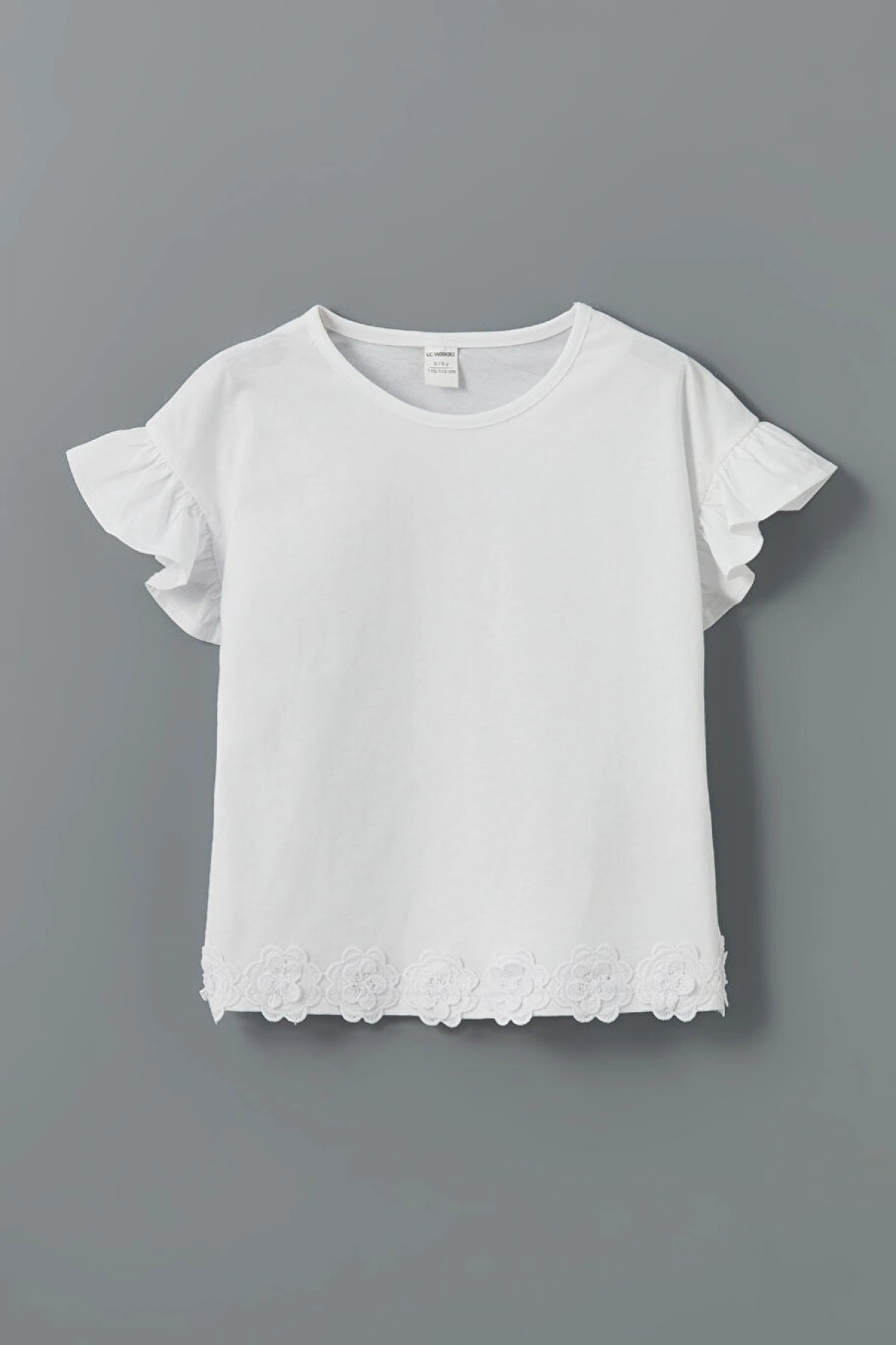 Bisiklet Yaka Kısa Kollu Basic Kız Çocuk Tişört (S5)