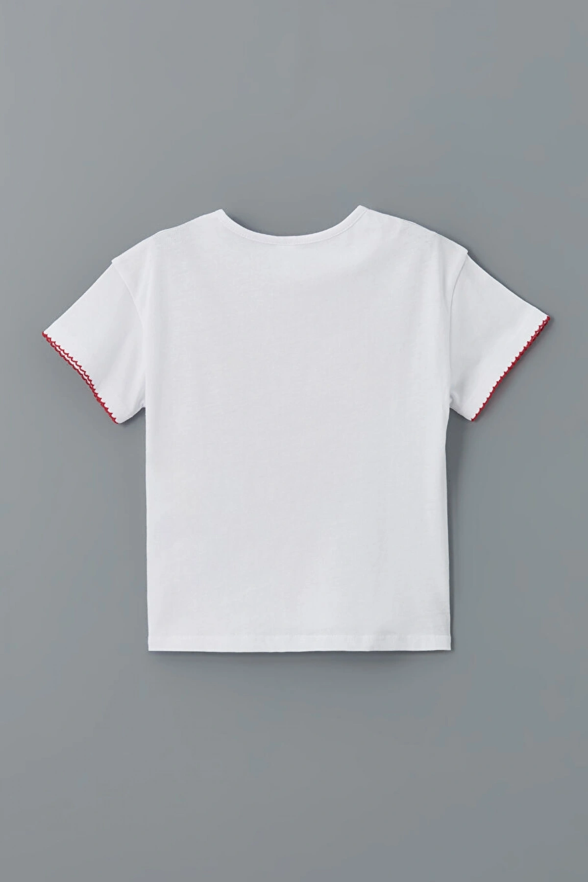 LC Waikiki LCW Kids Ekru Bisiklet Yaka Kurdele Baskılı Kız Çocuk Tişört