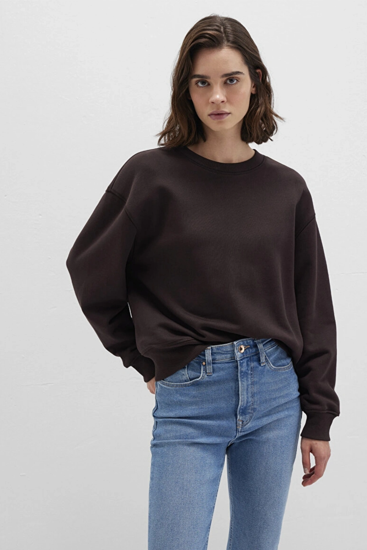 MAVİ Bisiklet Yaka Kahverengi Sweatshirt