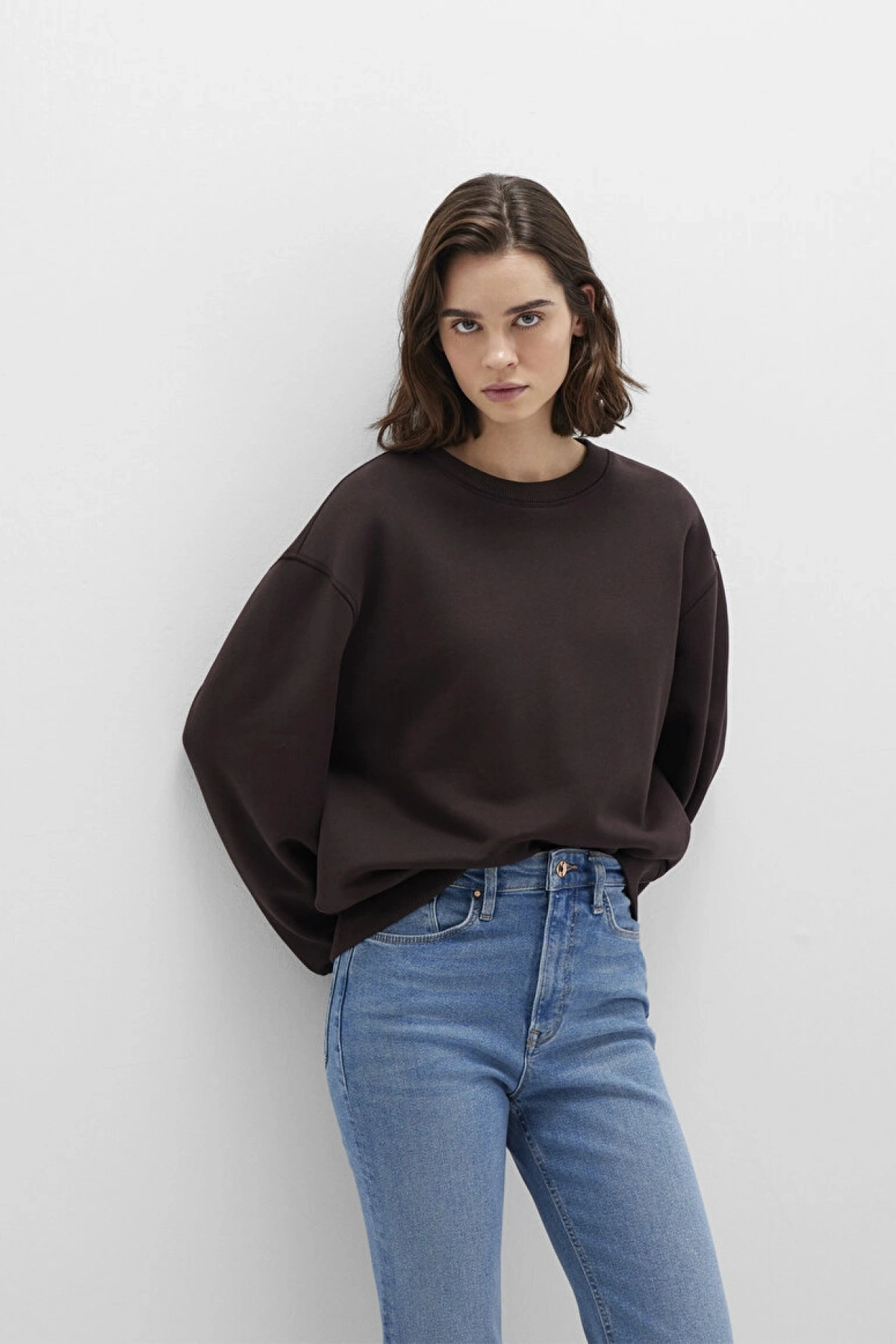 MAVİ Bisiklet Yaka Kahverengi Sweatshirt