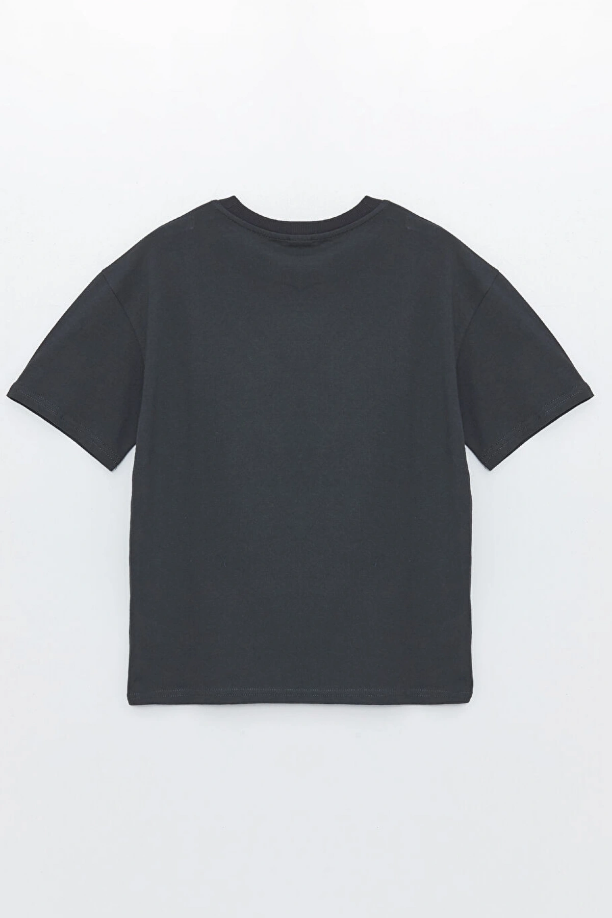 LCW Kids Antrasit Oversize Bisiklet Yaka Erkek Çocuk Tişört