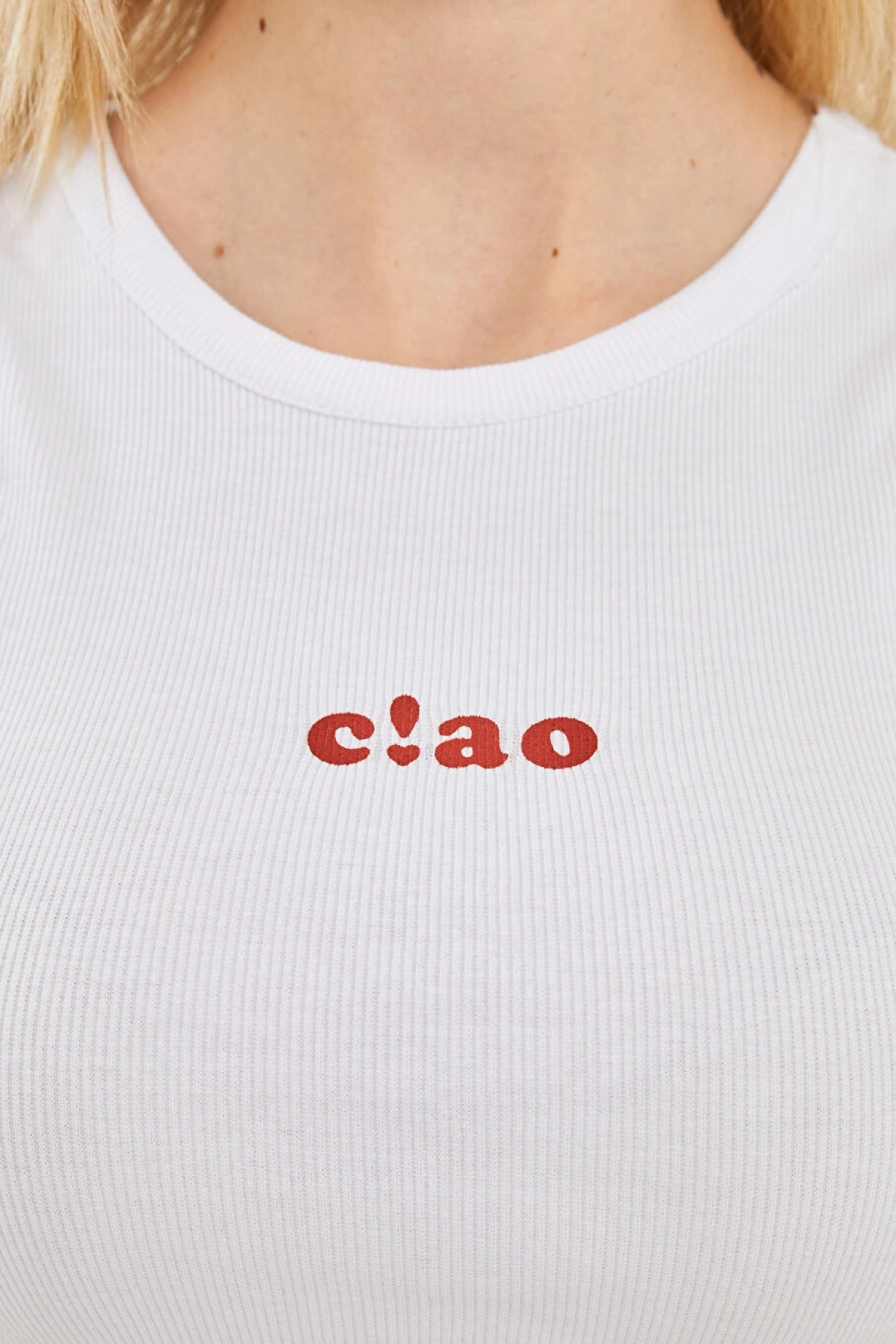 LC Waikiki Bisiklet Yaka Baskılı Kadın Crop