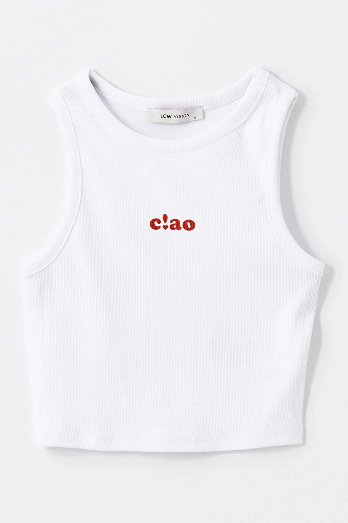 LC Waikiki Bisiklet Yaka Baskılı Kadın Crop