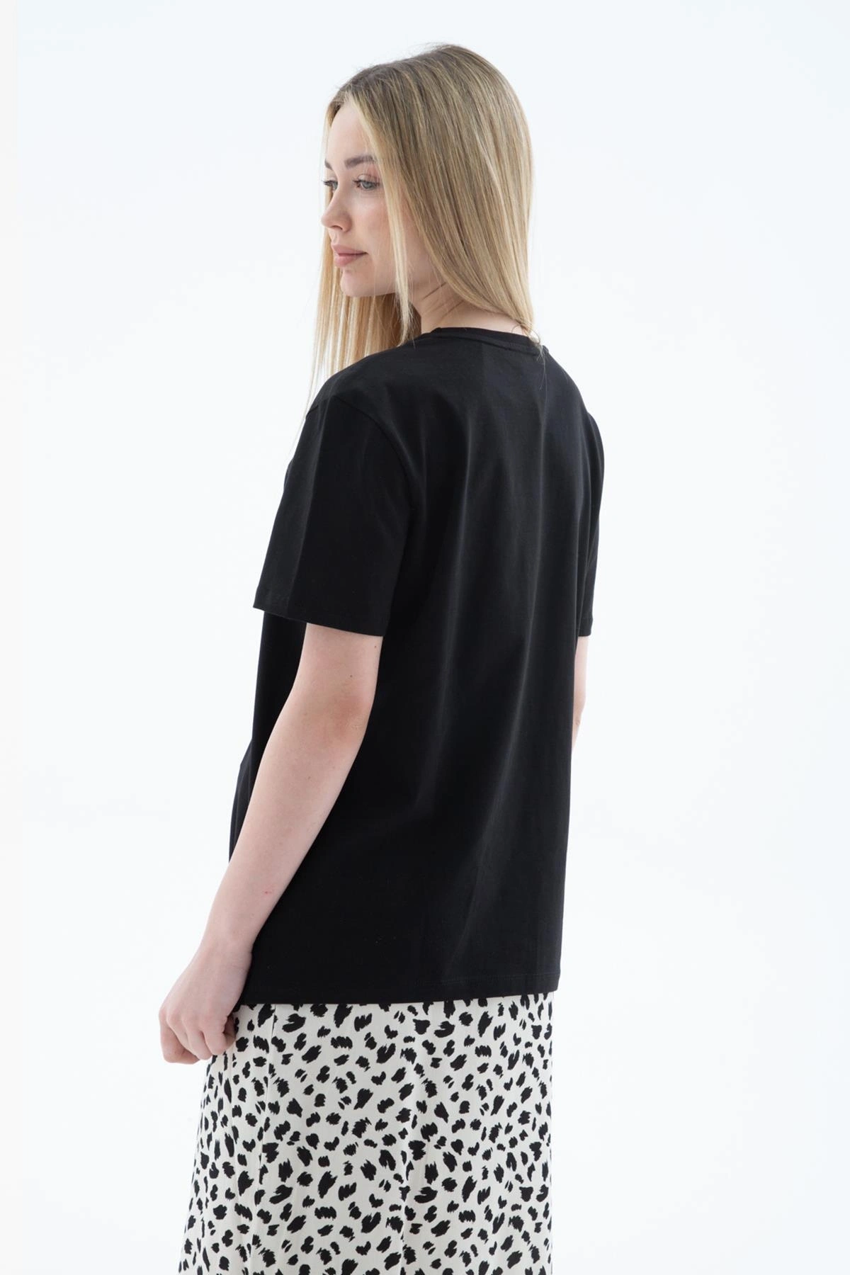 Fashion Friends %100 Pamuklu Tişört Siyah