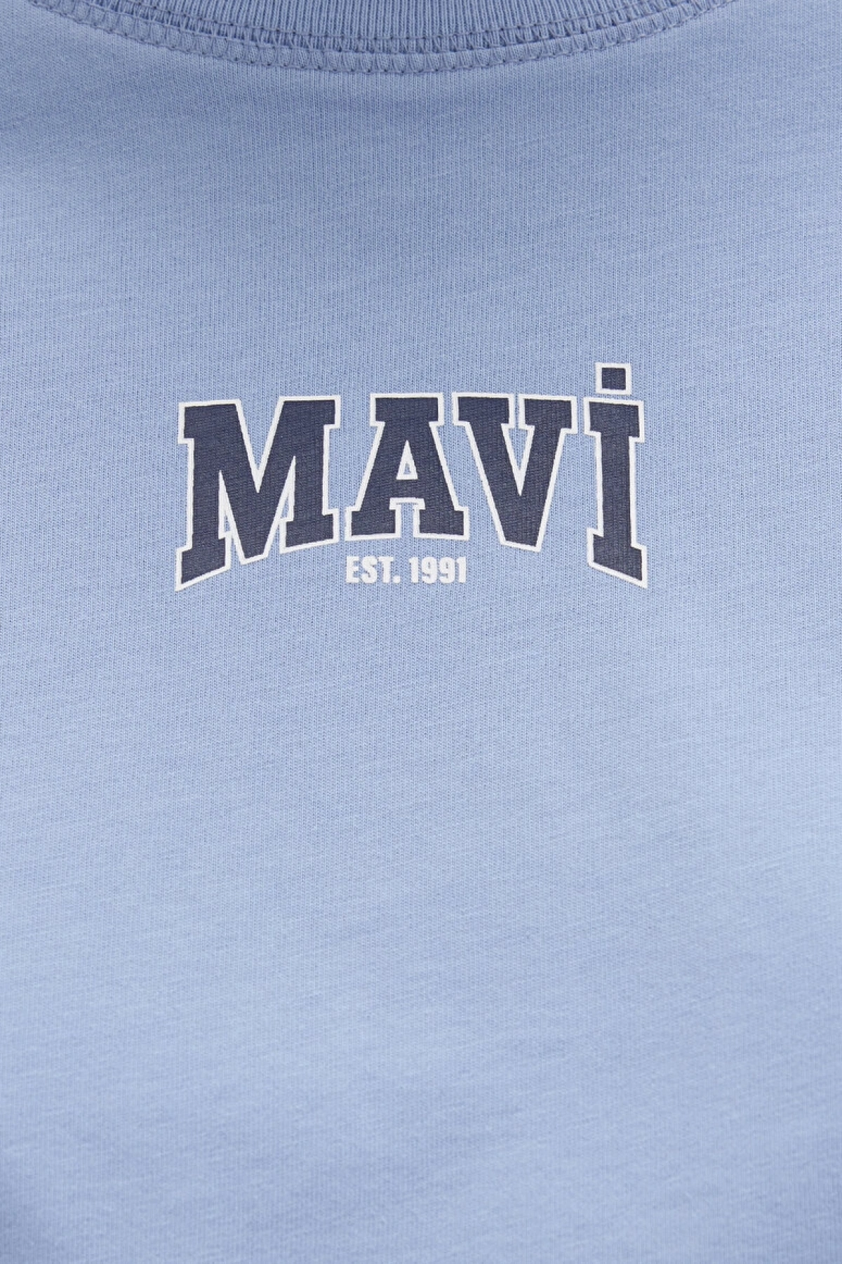 Mavi Logo Baskılı Crop Tişört Crop / Kısa Kesim