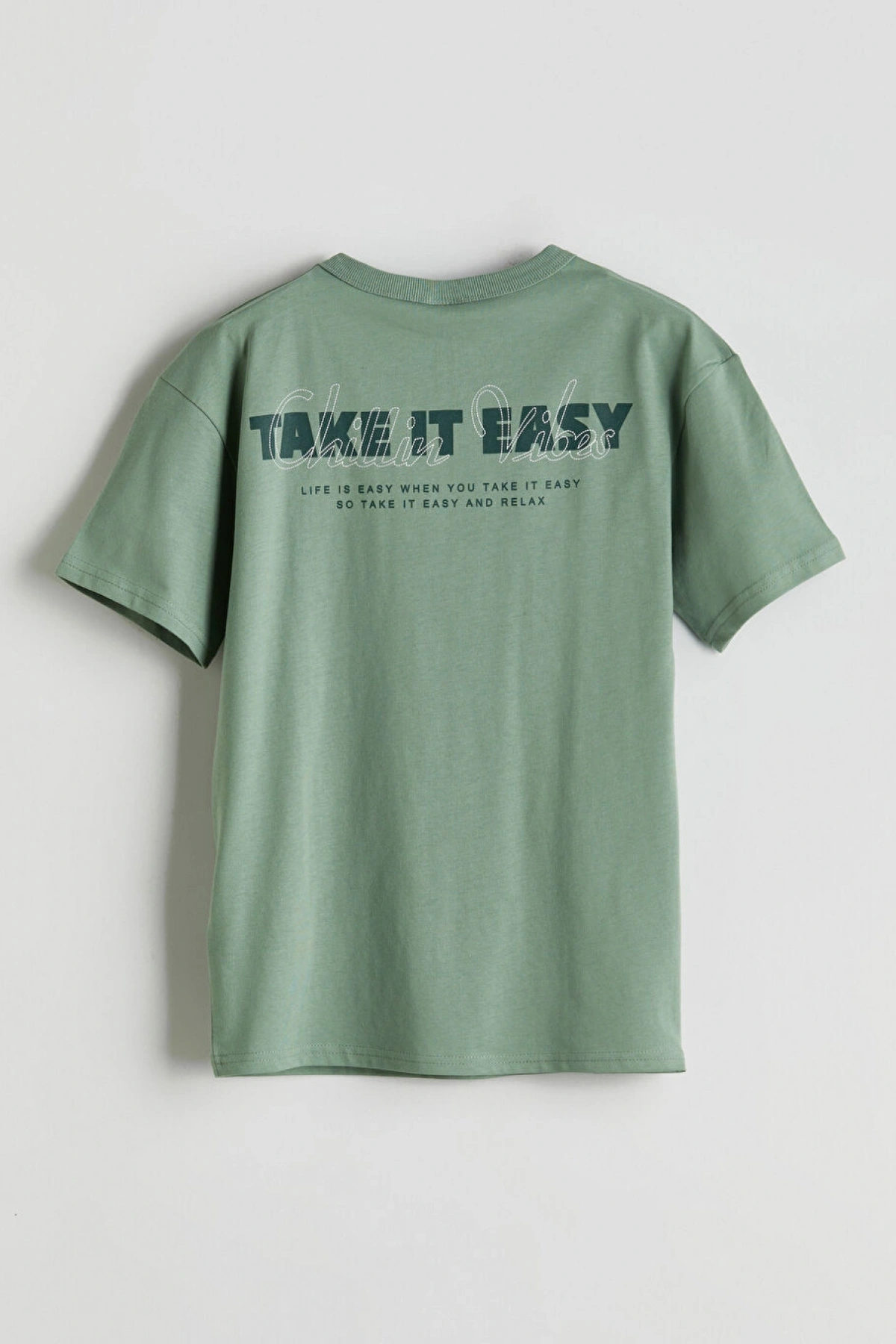 LCW Kids Yeşil Bisiklet Yaka Erkek Çocuk Tişört