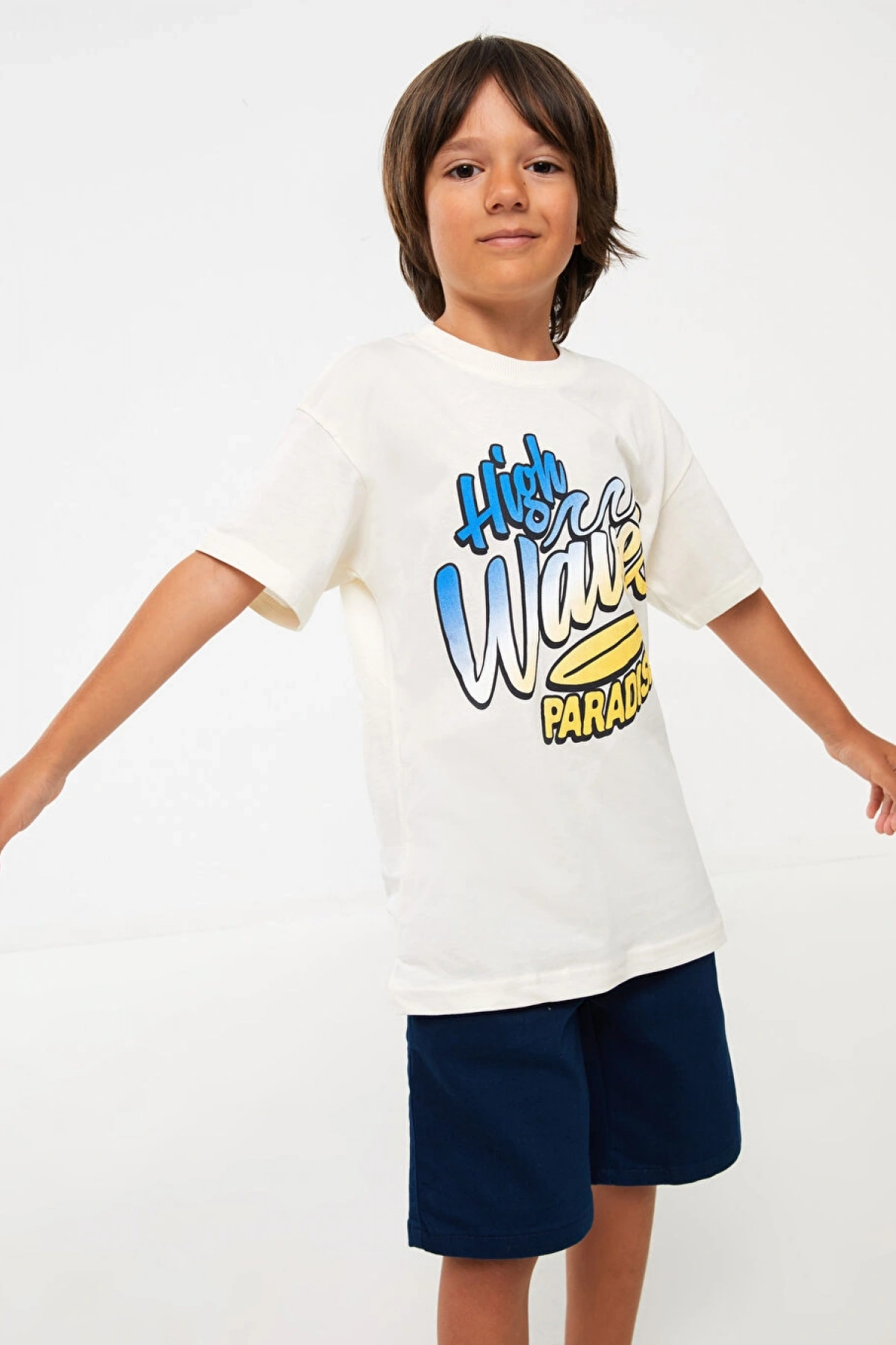 LCW Kids Lacivert Beli Lastikli Rahat Kalıp Erkek Çocuk Şort