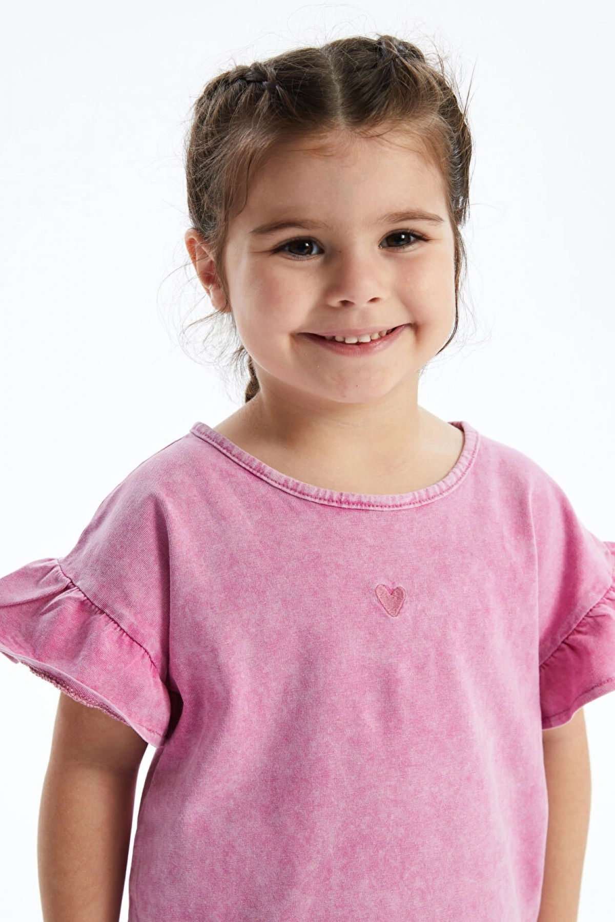 LCW baby Bisiklet Yaka Nakışlı Kız Bebek Tişört