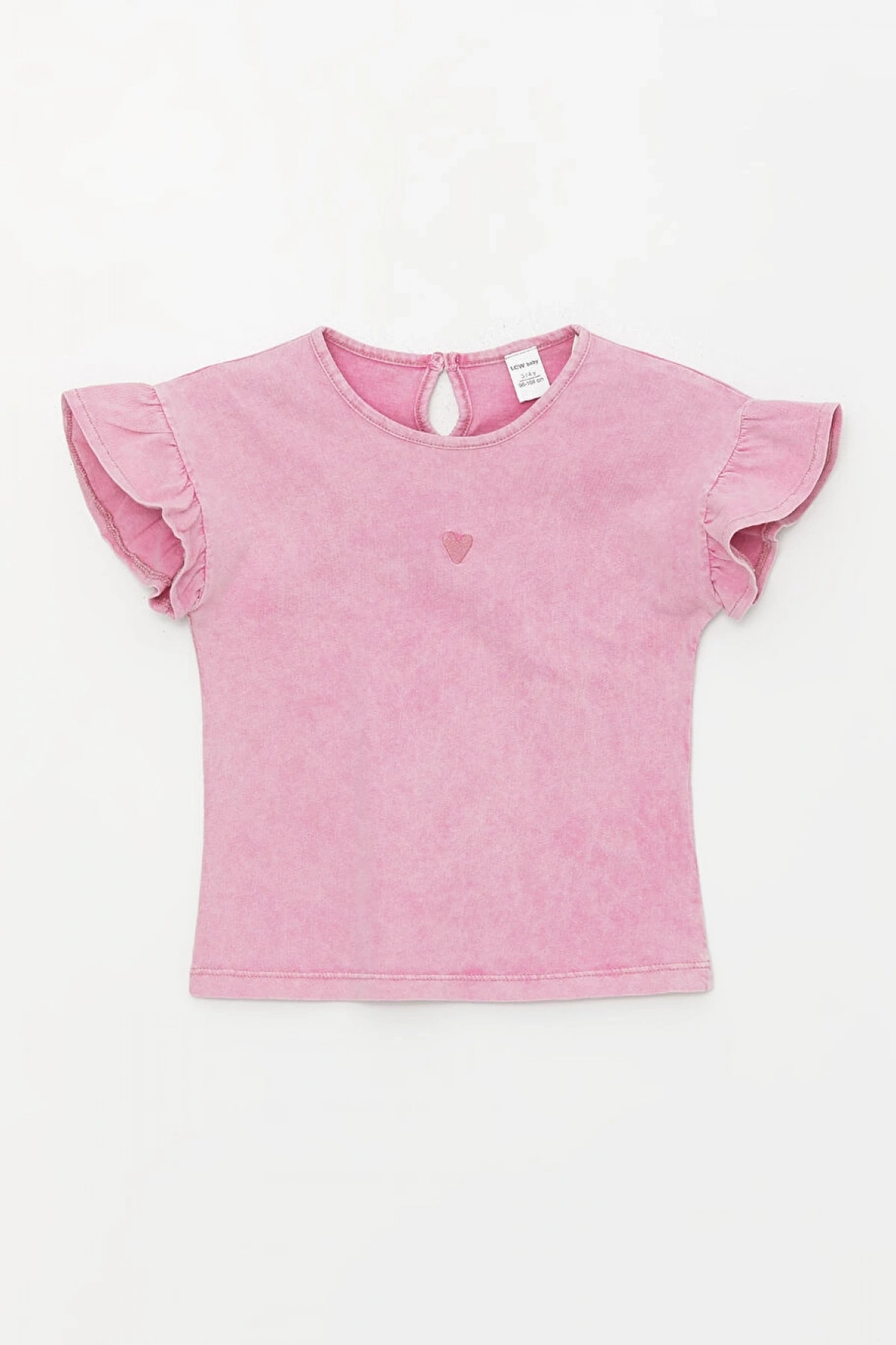 LCW baby Bisiklet Yaka Nakışlı Kız Bebek Tişört