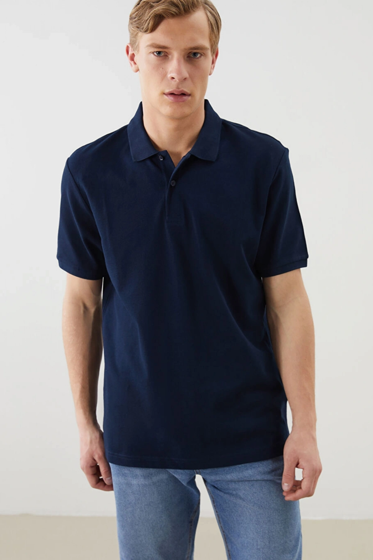 LCWAIKIKI Classic Lacivert Polo Yaka Kısa Kollu Pike Erkek Tişört