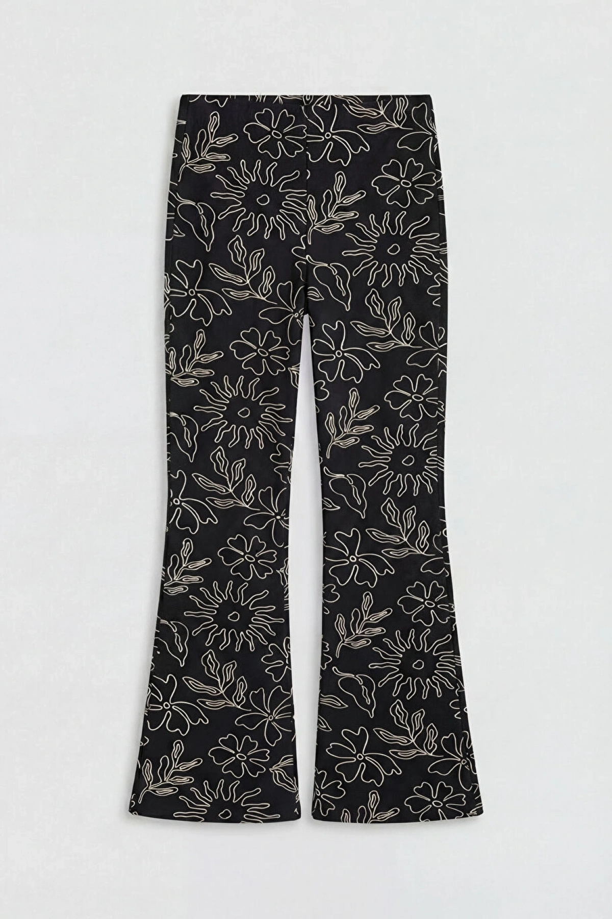 LCW Kids Siyah Çiçek Desenli Ispanyol Paça Kız Çocuk Tayt