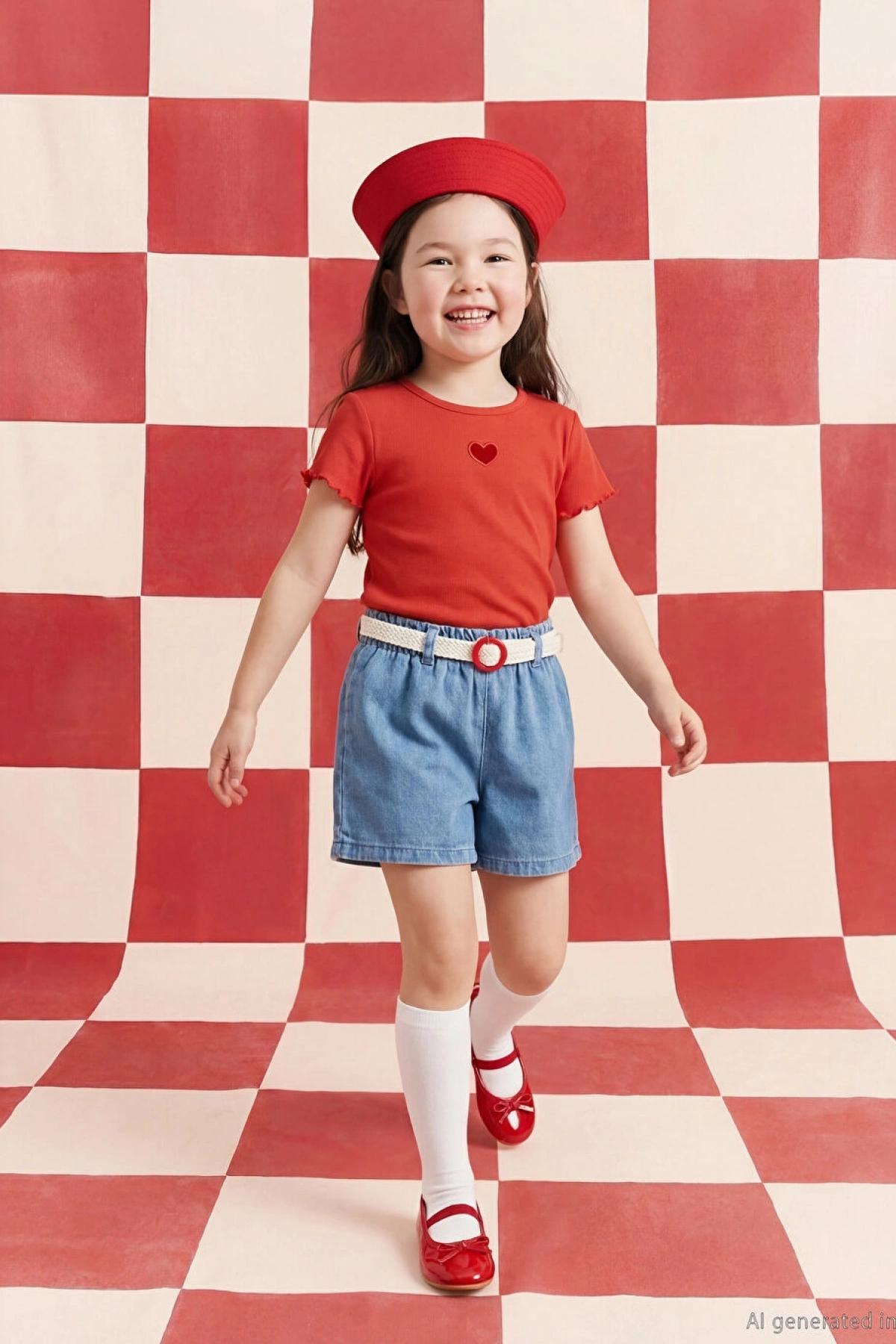 LCW Kids Indigo Beli Kemerli Kız Çocuk Jean Şort