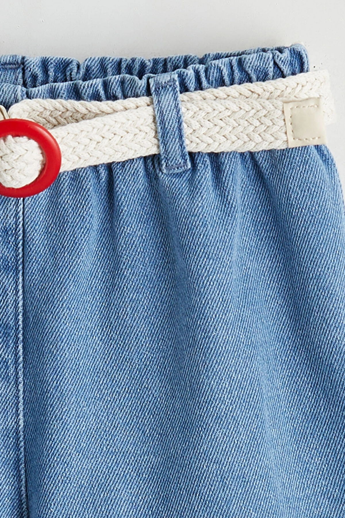LCW Kids Indigo Beli Kemerli Kız Çocuk Jean Şort