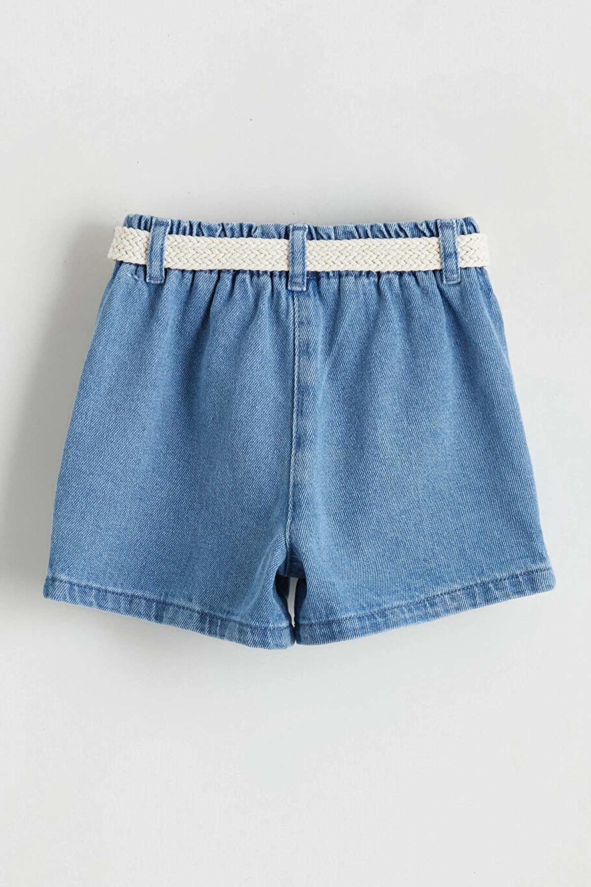 LCW Kids Indigo Beli Kemerli Kız Çocuk Jean Şort