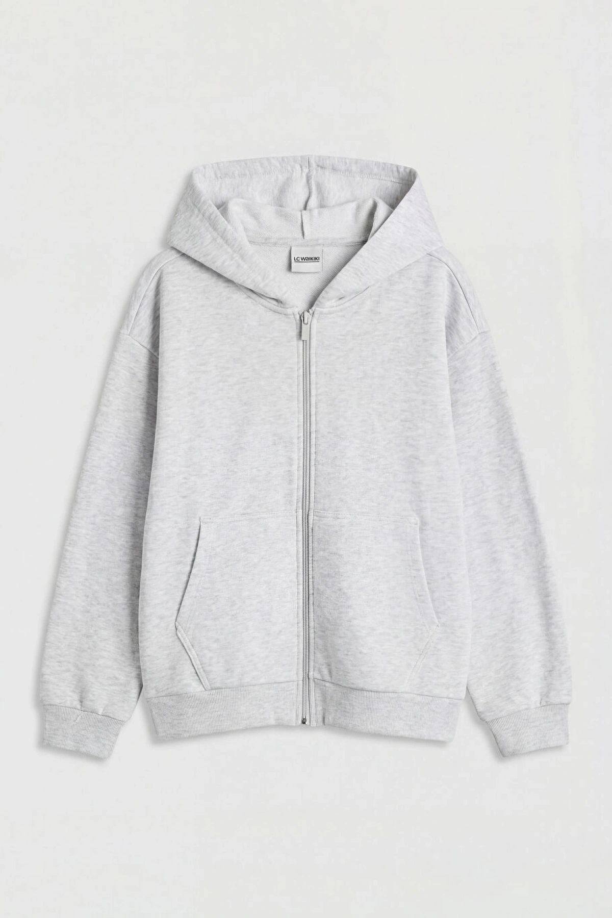 LCW Kids Gri Kapüşonlu Kalın Kız Çocuk Fermuarlı Sweatshirt