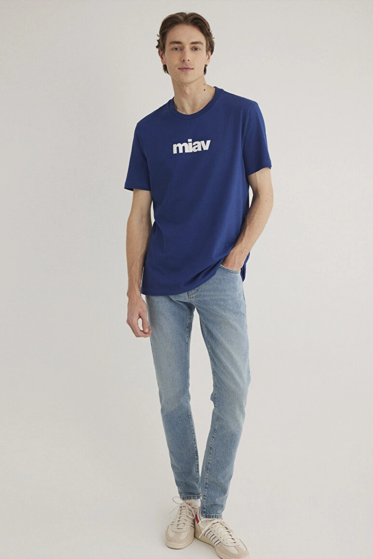 MAVİ Miav Baskılı Mavi Tişört