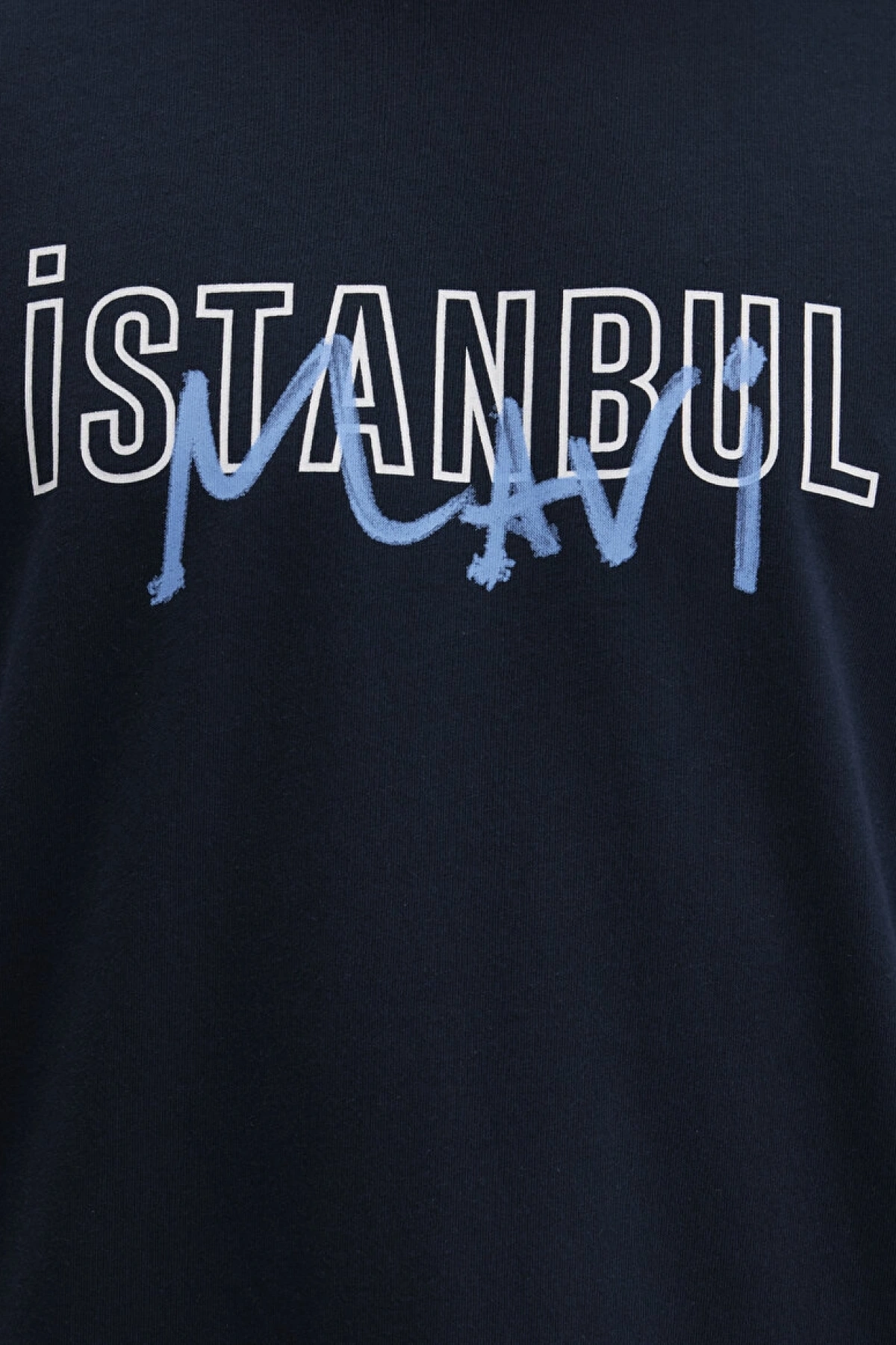 MAVİ İstanbul Baskılı Lacivert Tişört