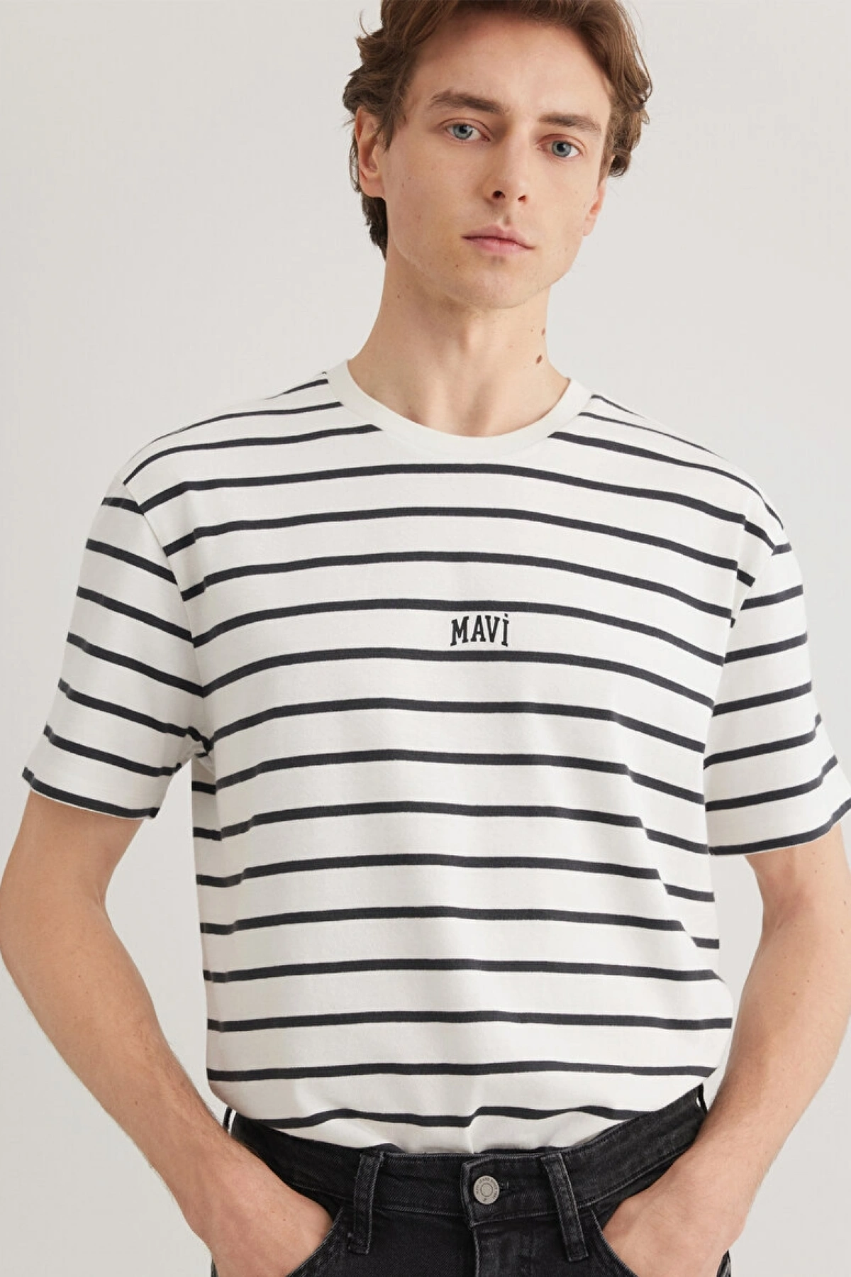 MAVİ ÇİZGİLİ MAVİ LOGO TİŞÖRT Phantom Stripe