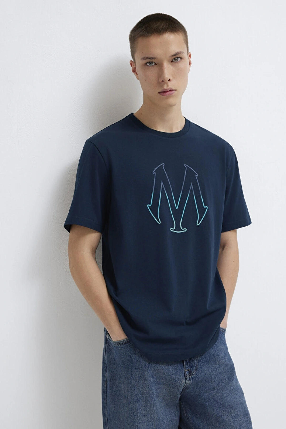 Mavi Logo Baskılı Lacivert Tişört Regular Fit / Normal Kesim