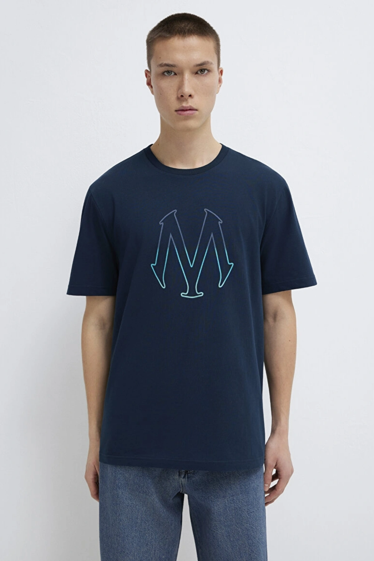 Mavi Logo Baskılı Lacivert Tişört Regular Fit / Normal Kesim