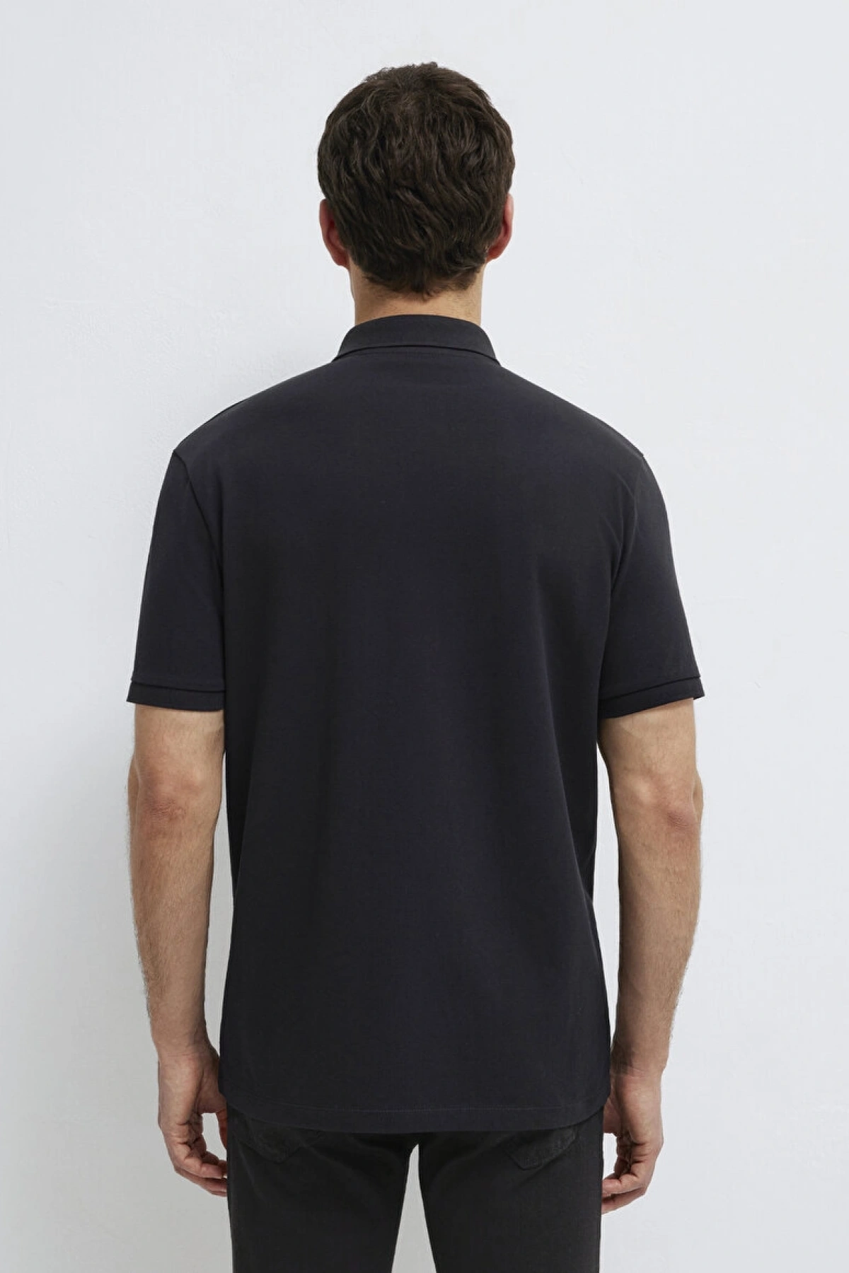 MAVİ YARIM FERMUARLI POLO TİŞÖRT Siyah