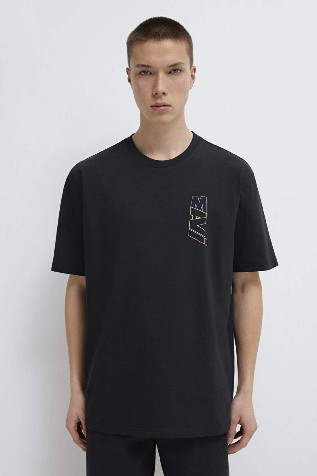 MAVİ BASKILI TİŞÖRT Siyah