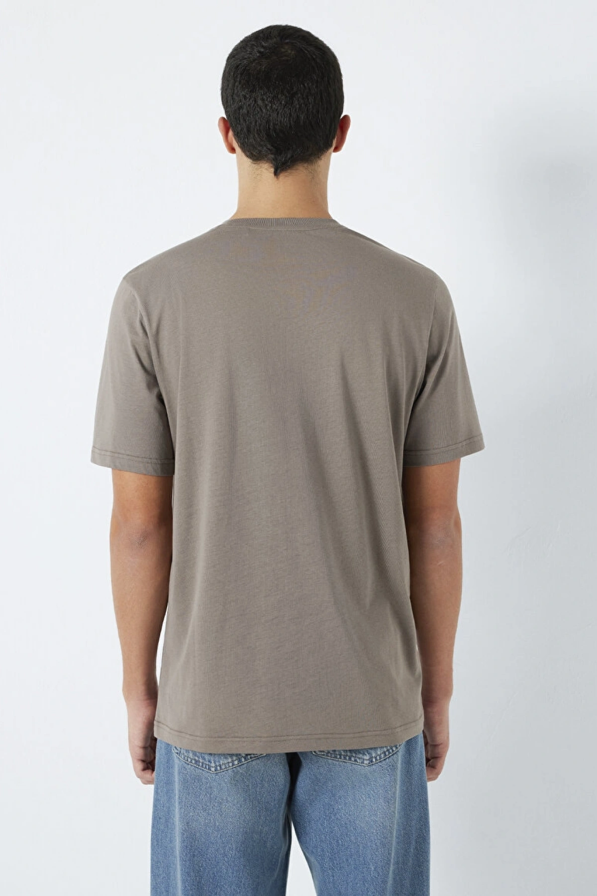 Mavi Logo Baskılı Kahverengi Tişört