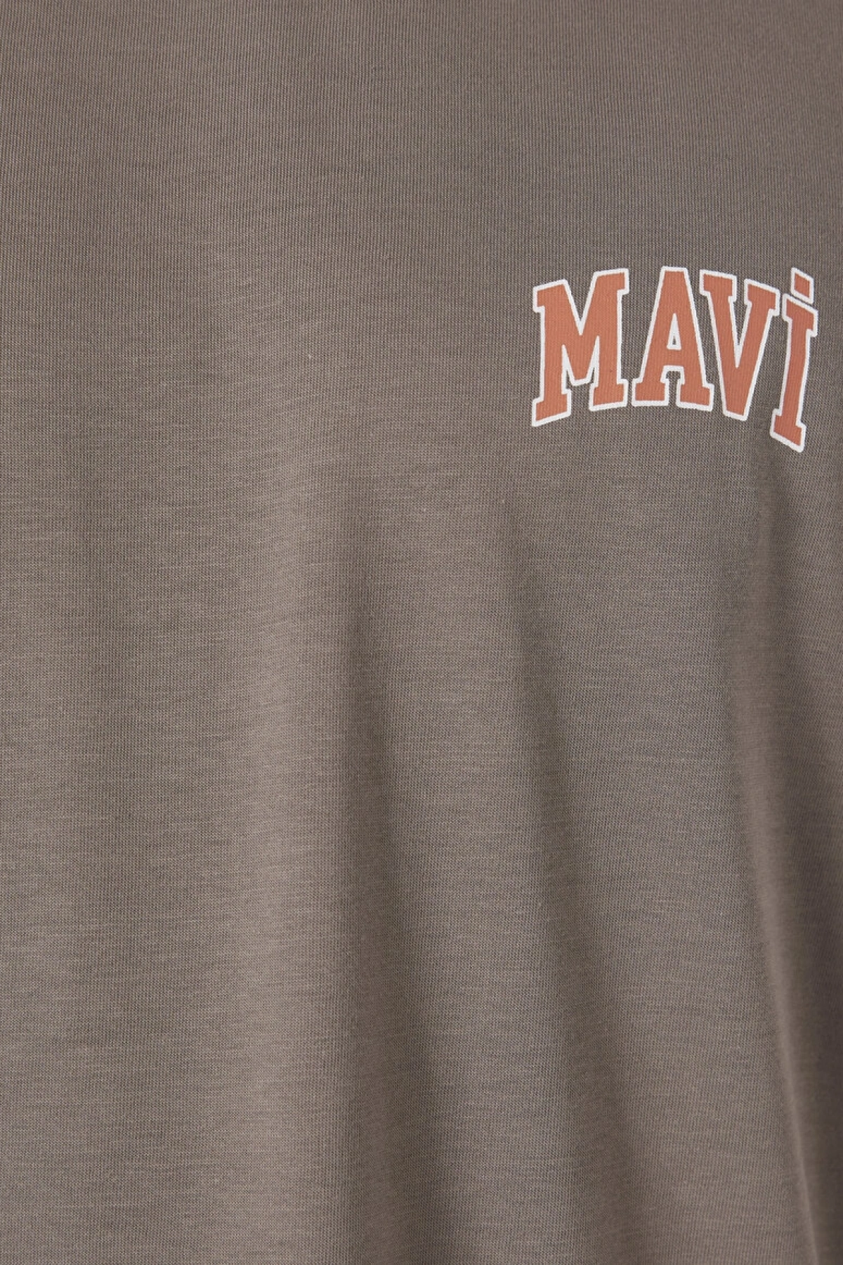 Mavi Logo Baskılı Kahverengi Tişört