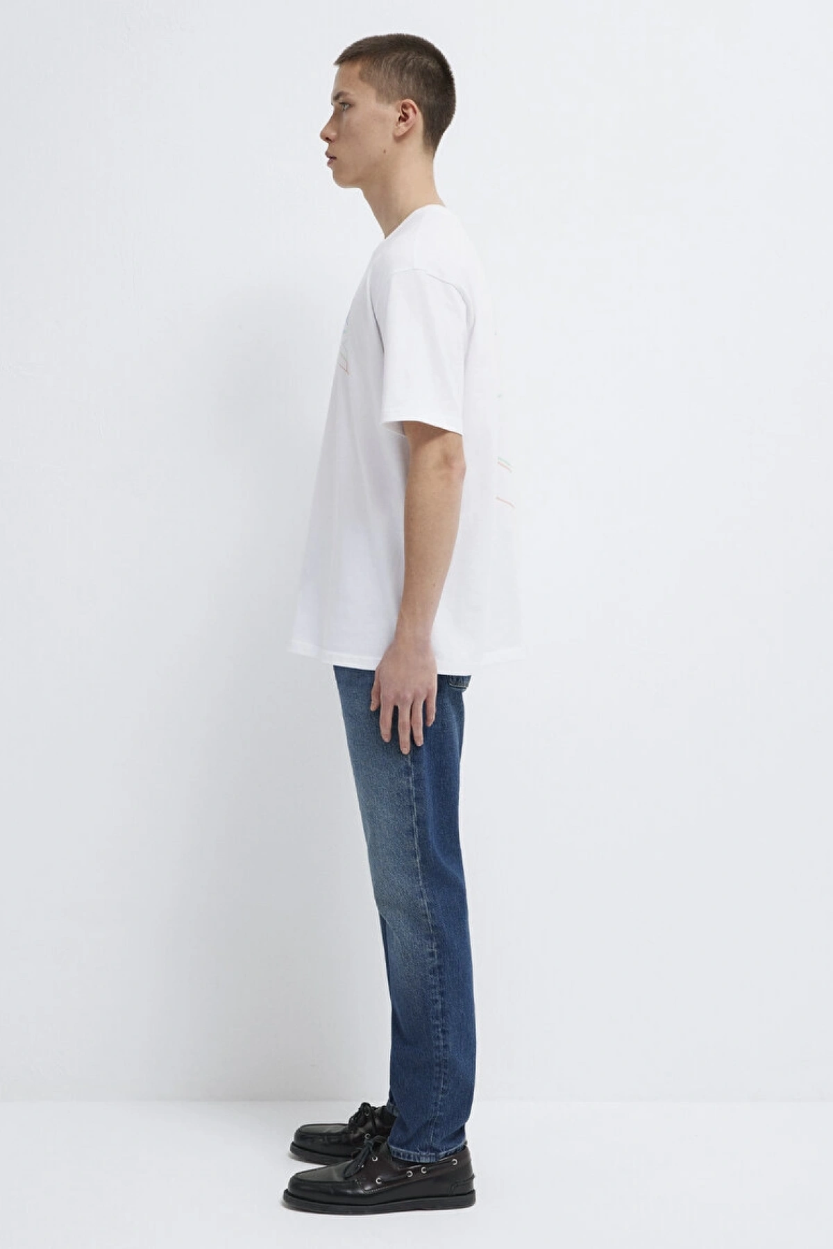 MAVİ BASKILI TİŞÖRT Beyaz