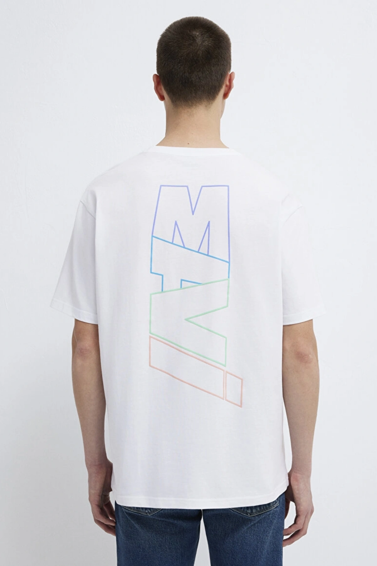 MAVİ BASKILI TİŞÖRT Beyaz