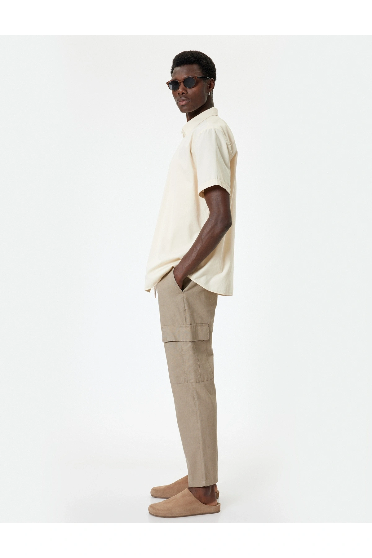 Koton Keten Kargo Pantolon Beli Bağcıklı