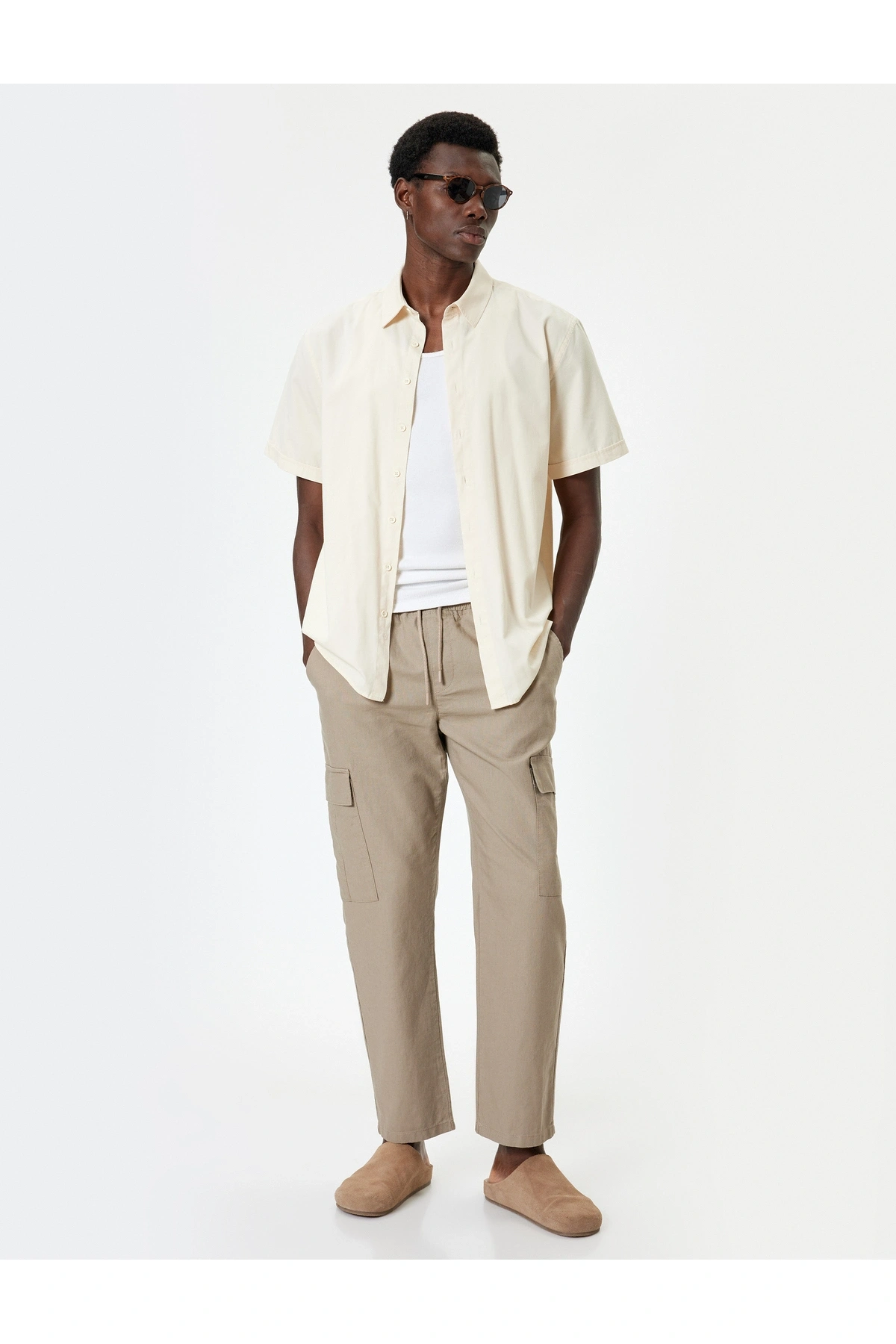 Koton Keten Kargo Pantolon Beli Bağcıklı