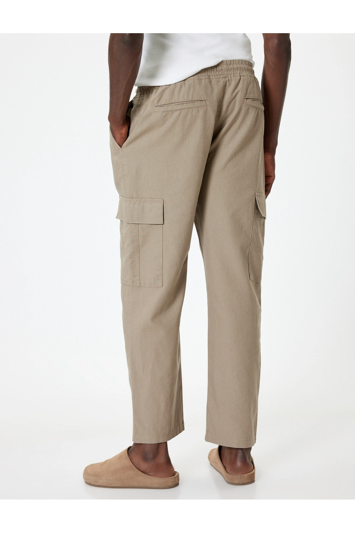 Koton Keten Kargo Pantolon Beli Bağcıklı