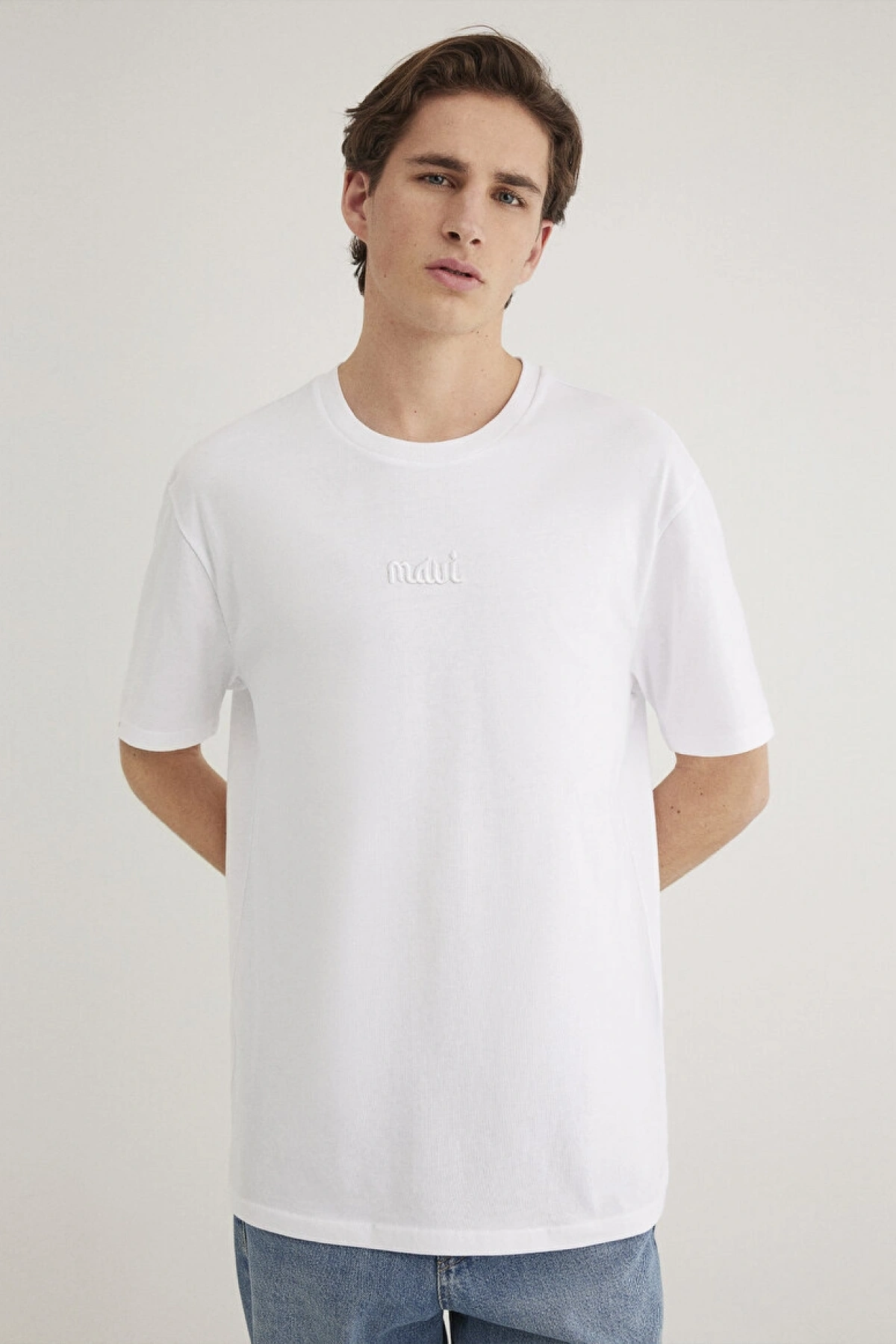 MAVİ BASKILI TİŞÖRT Beyaz