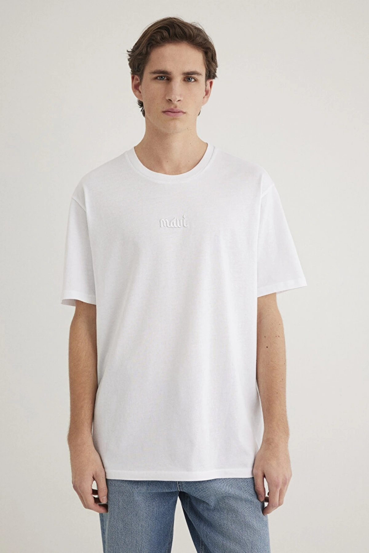 MAVİ BASKILI TİŞÖRT Beyaz