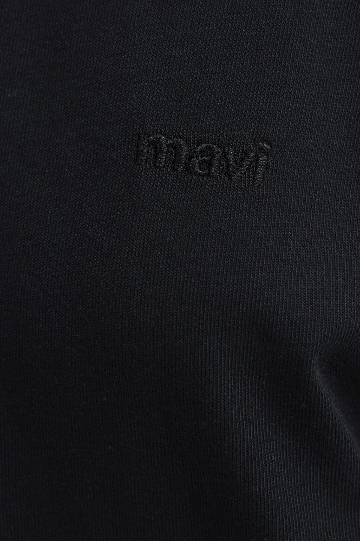 Mavi Nakışlı Siyah Basic Tişört