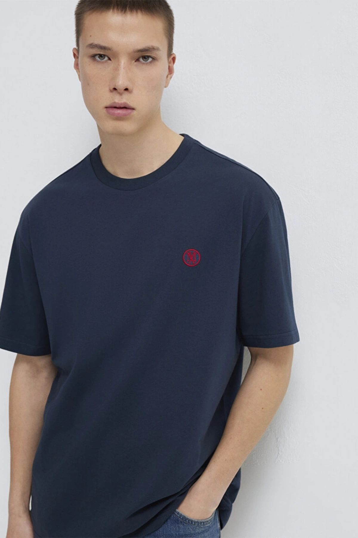 MAVİ LOGO NAKIŞLI TİŞÖRT Gece Lacivert