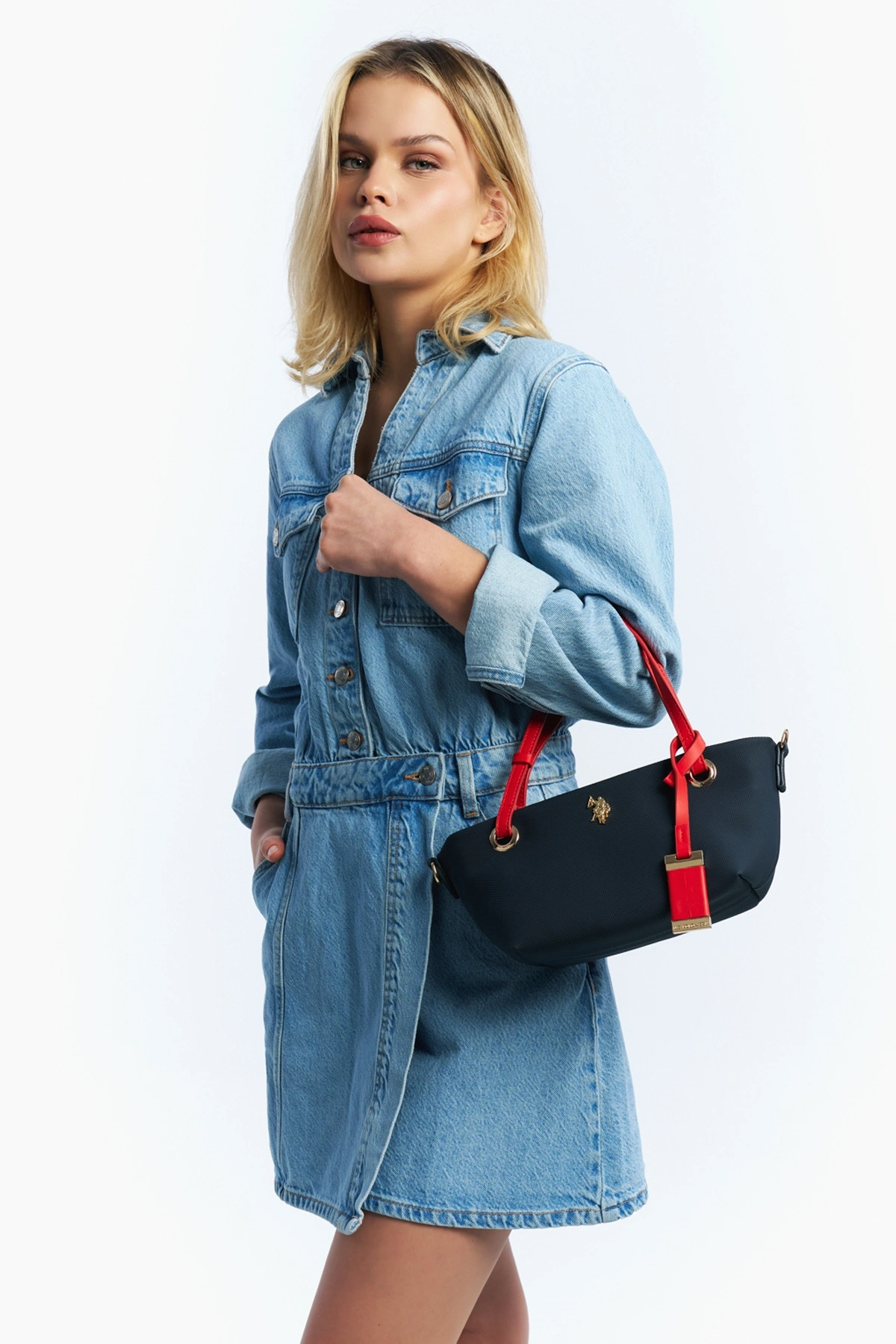 U.S. Polo Assn. Lacıvert-A.Kırmızı Kadın Omuz Çantası