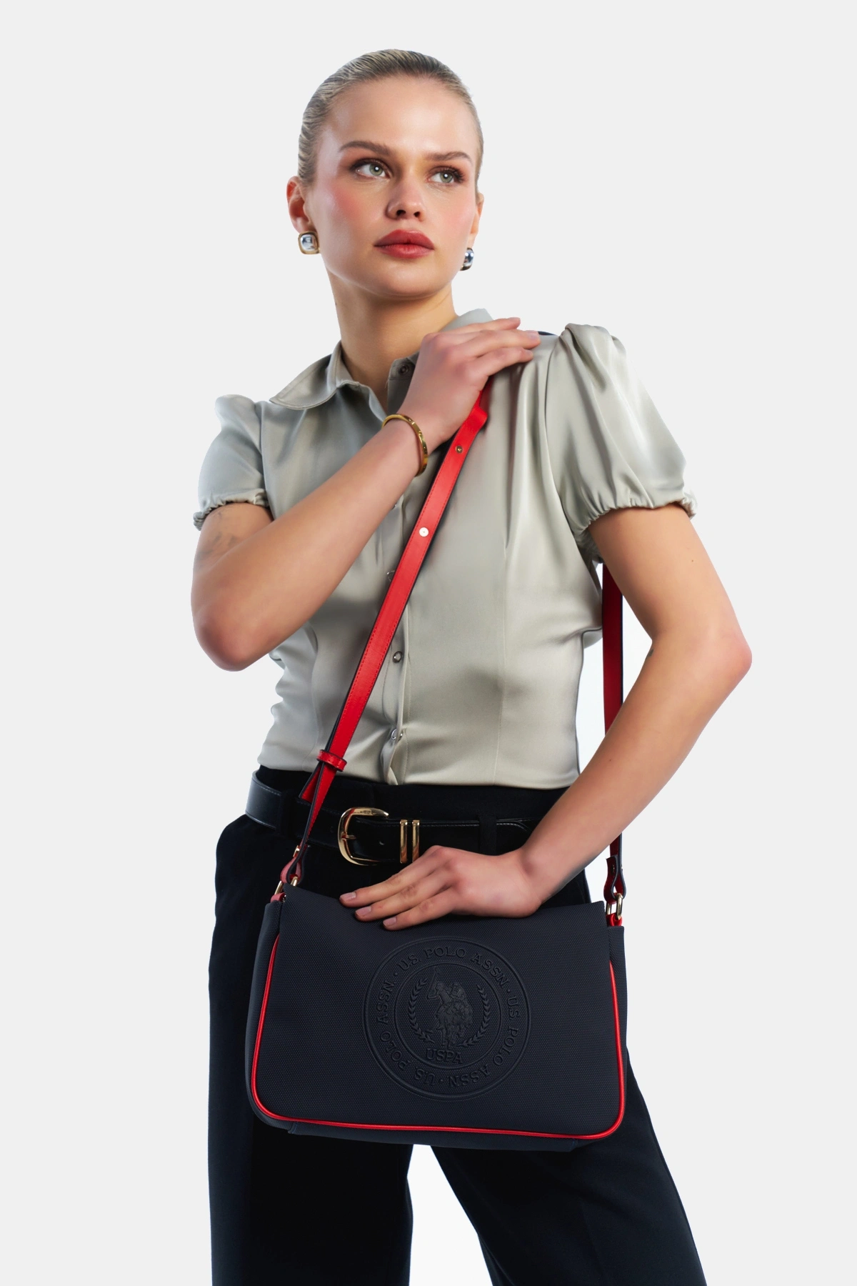 U.S. Polo Assn. Lacıvert-A.Kırmızı Kadın Postacı Çantası
