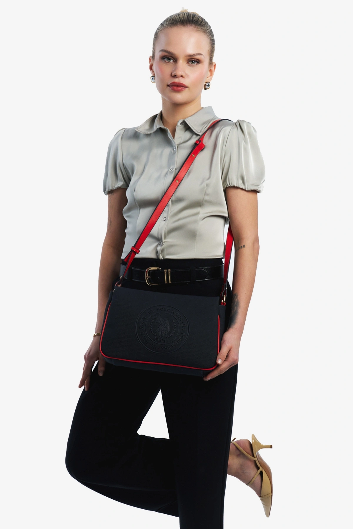 U.S. Polo Assn. Lacıvert-A.Kırmızı Kadın Postacı Çantası