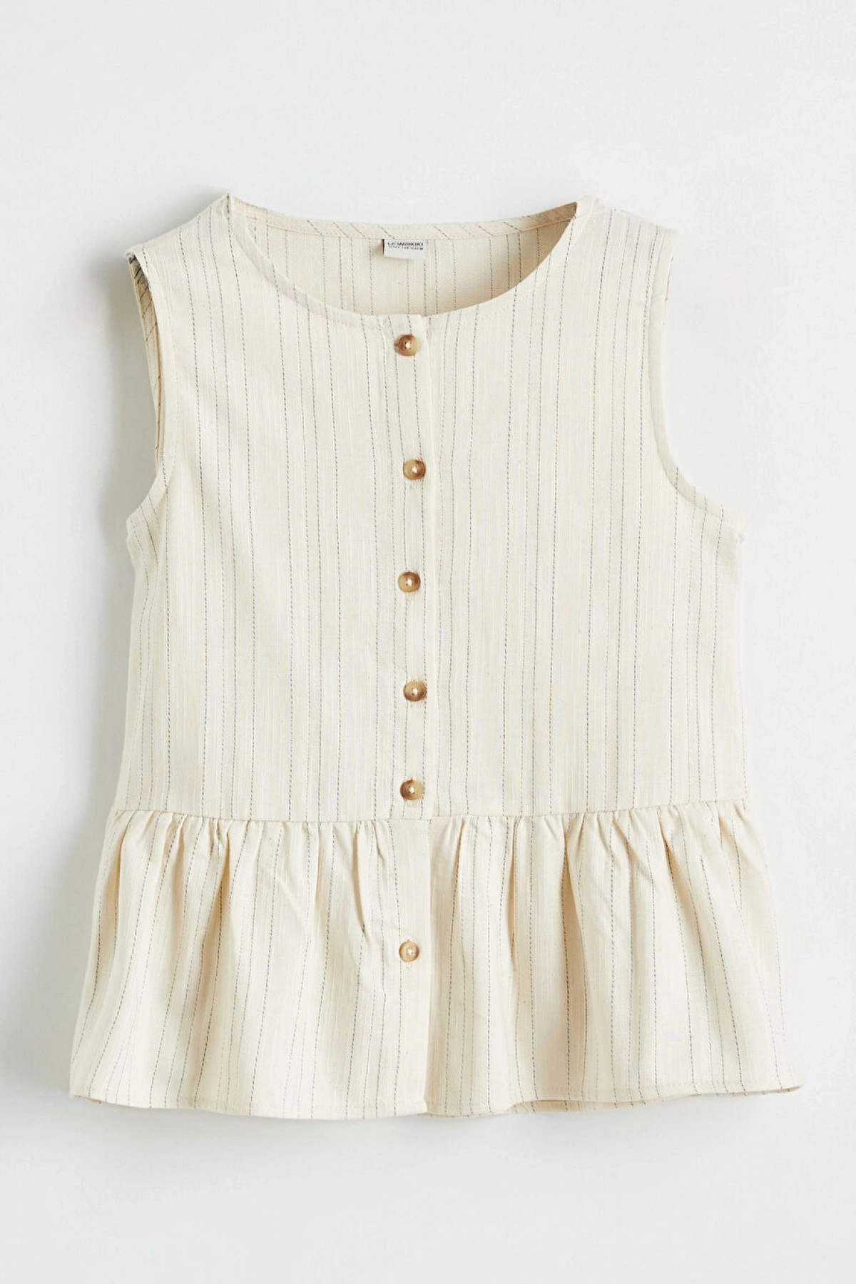 LCW Kids Ekru Bisiklet Yaka Fırfır Detaylı Kız Çocuk Gömlek