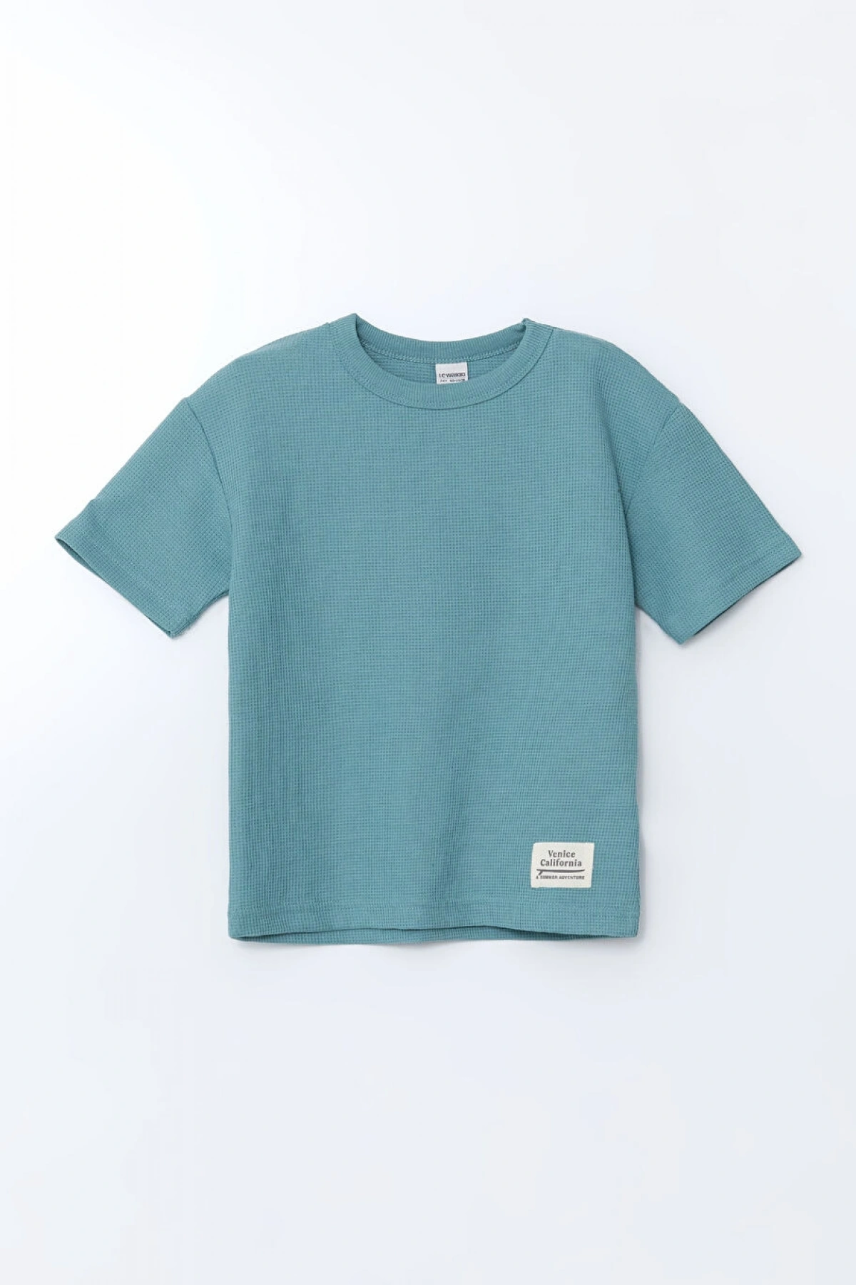 LCW Kids Yeşil Bisiklet Yaka Dokulu Erkek Çocuk Tişört Ve Şort