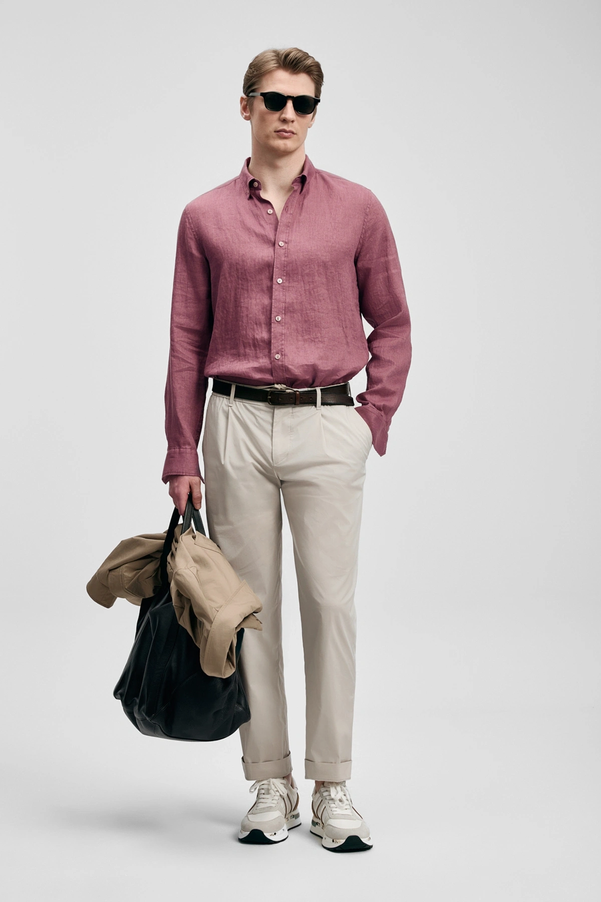 Lufian Pitaya Erkek Keten Gömlek Comfort Fit Gül Kurusu