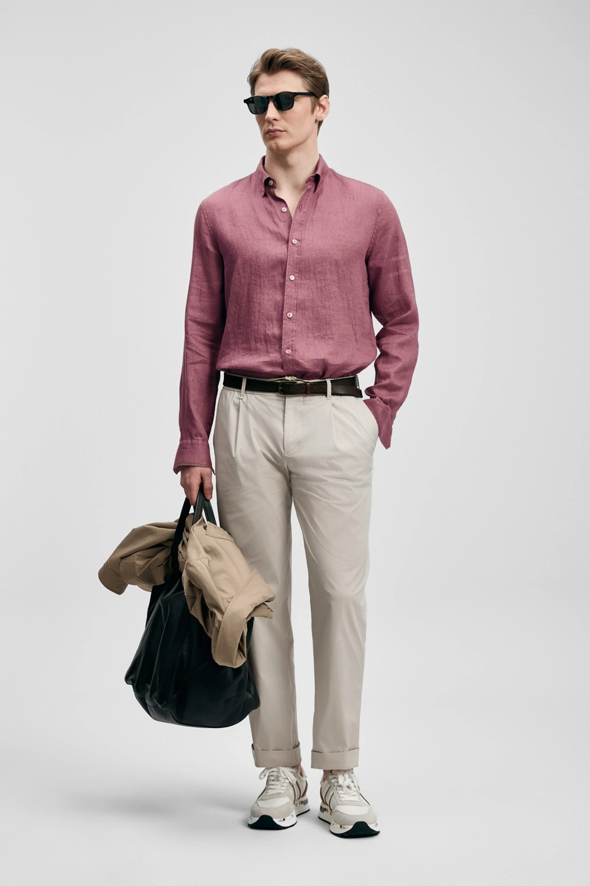 Lufian Pitaya Erkek Keten Gömlek Comfort Fit Gül Kurusu