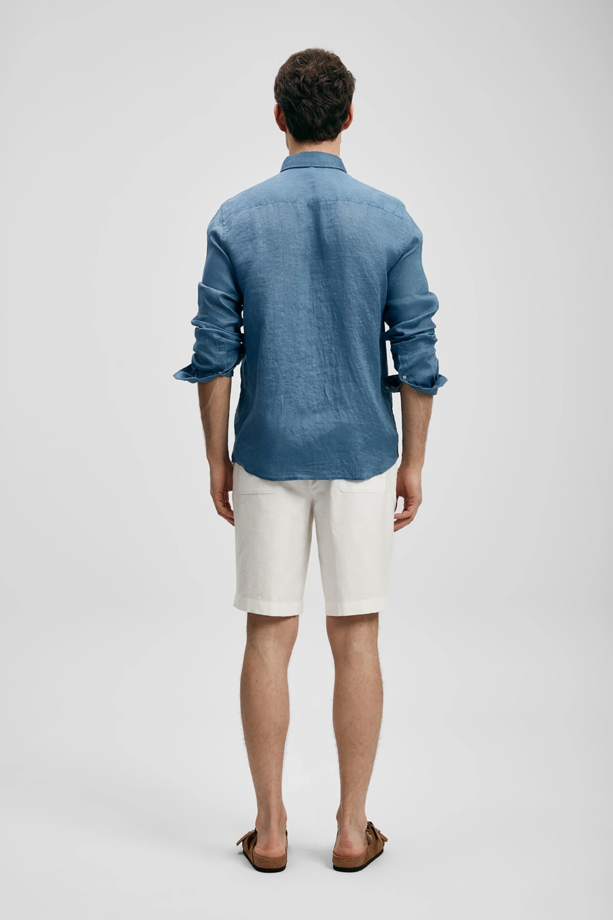 Lufian Pitaya Erkek Keten Gömlek Comfort Fit İndigo