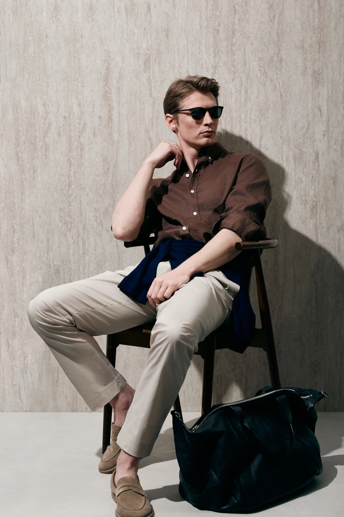 Lufian Pitaya Erkek Keten Gömlek Comfort Fit Koyu Kahve