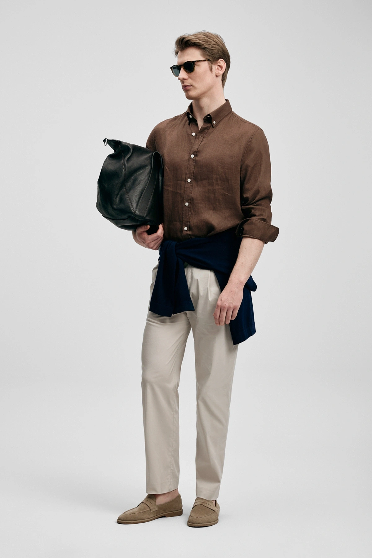 Lufian Pitaya Erkek Keten Gömlek Comfort Fit Koyu Kahve