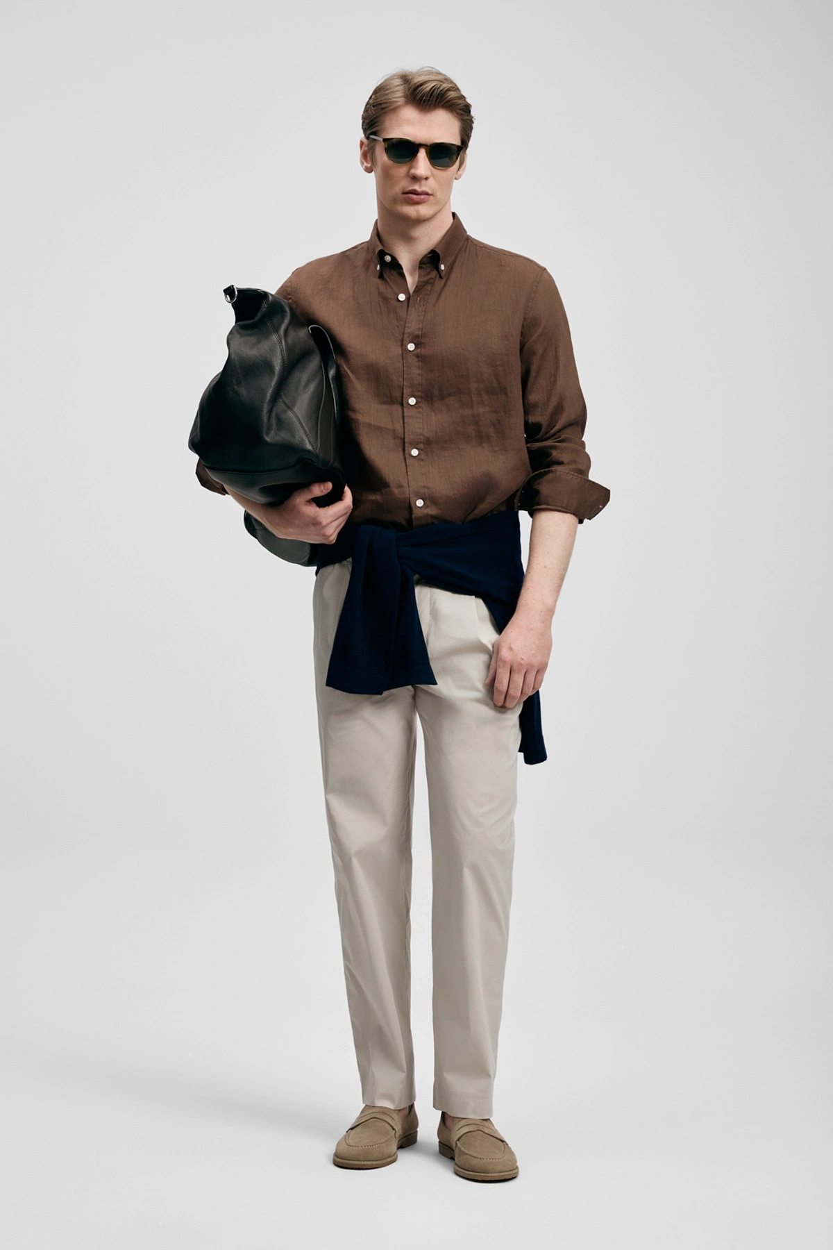 Lufian Pitaya Erkek Keten Gömlek Comfort Fit Koyu Kahve